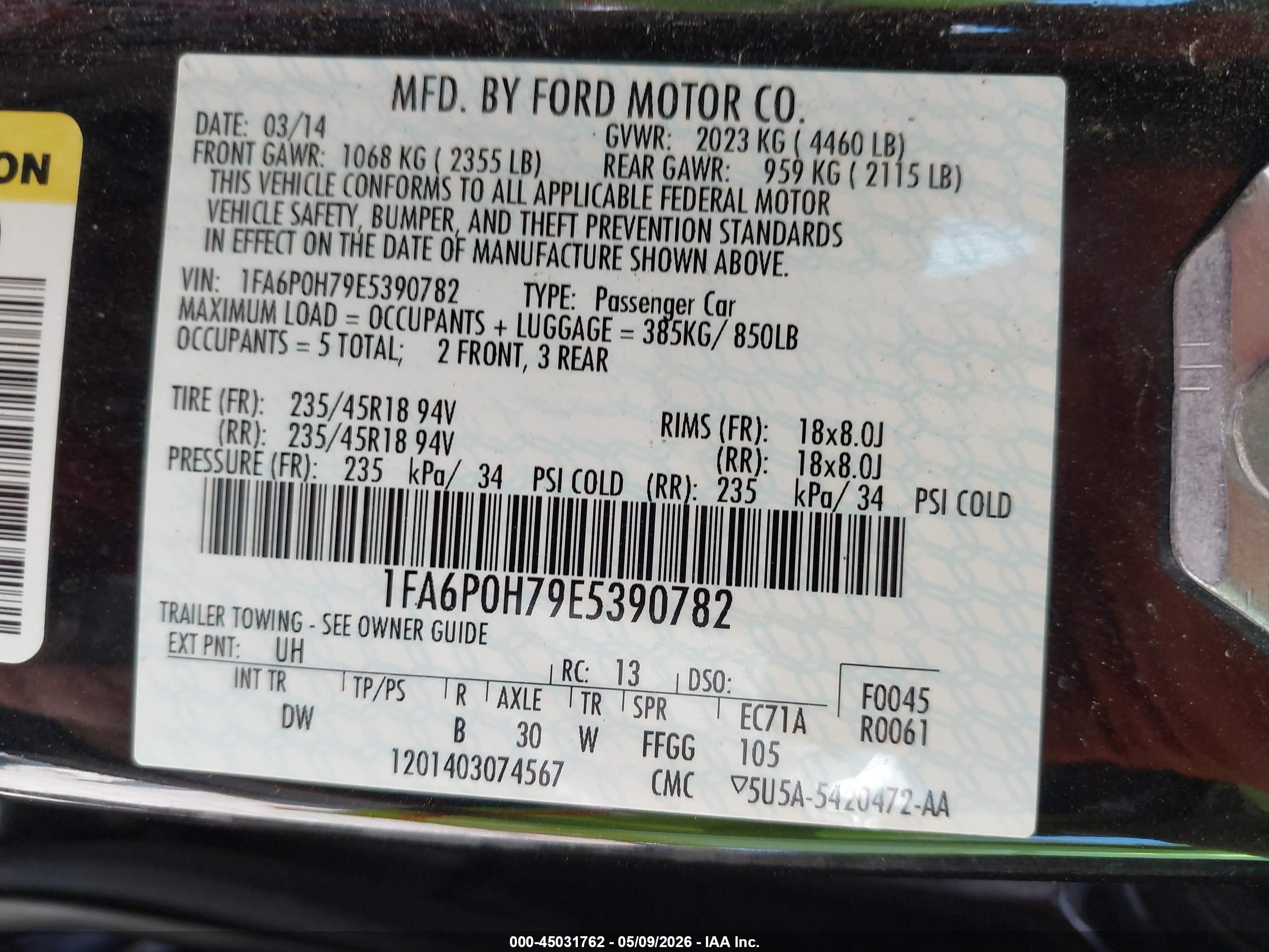 2014 Ford Fusion Se Черный vin: 1FA6P0H79E5390782
