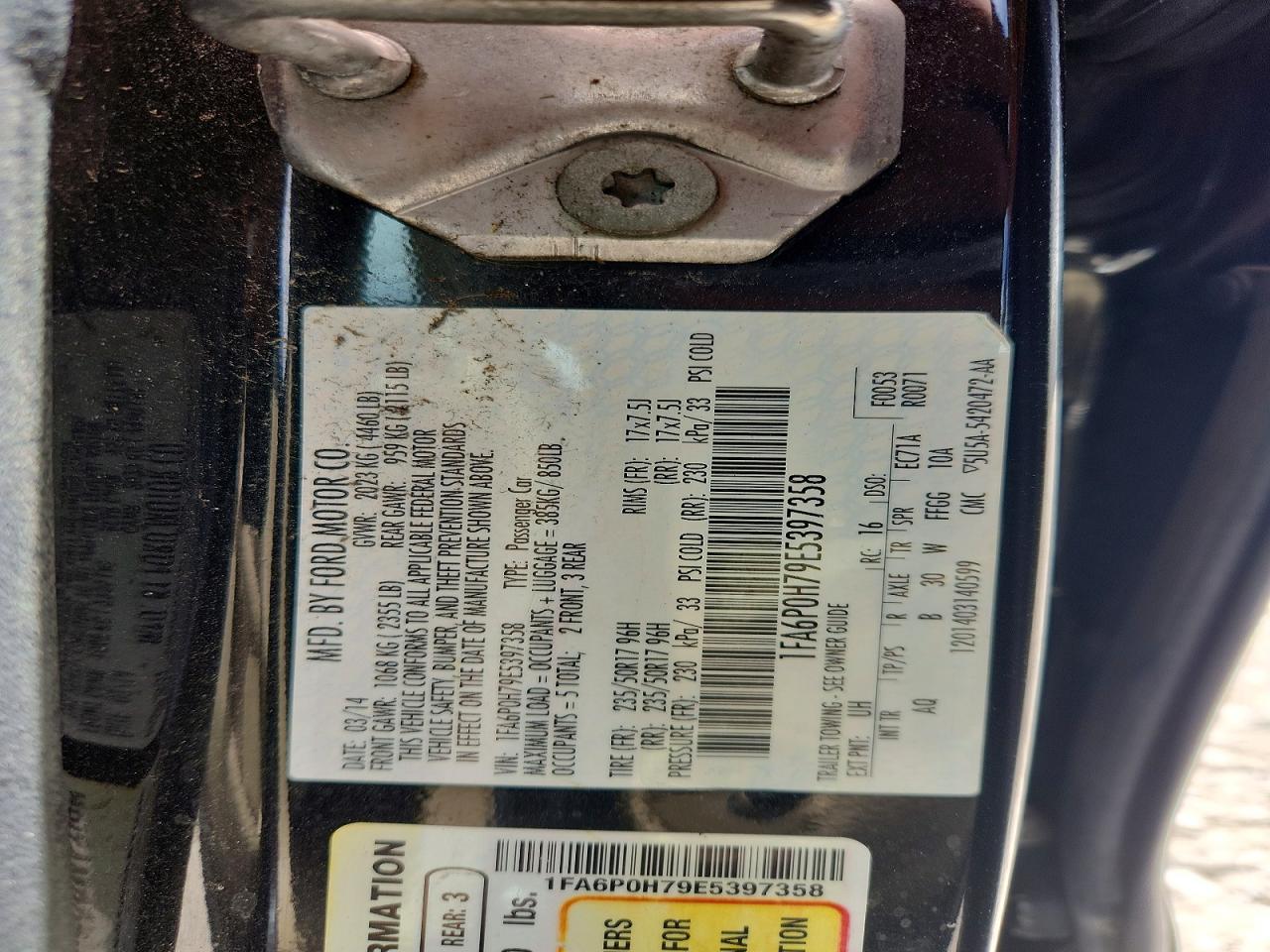 2014 Ford Fusion Se Black vin: 1FA6P0H79E5397358