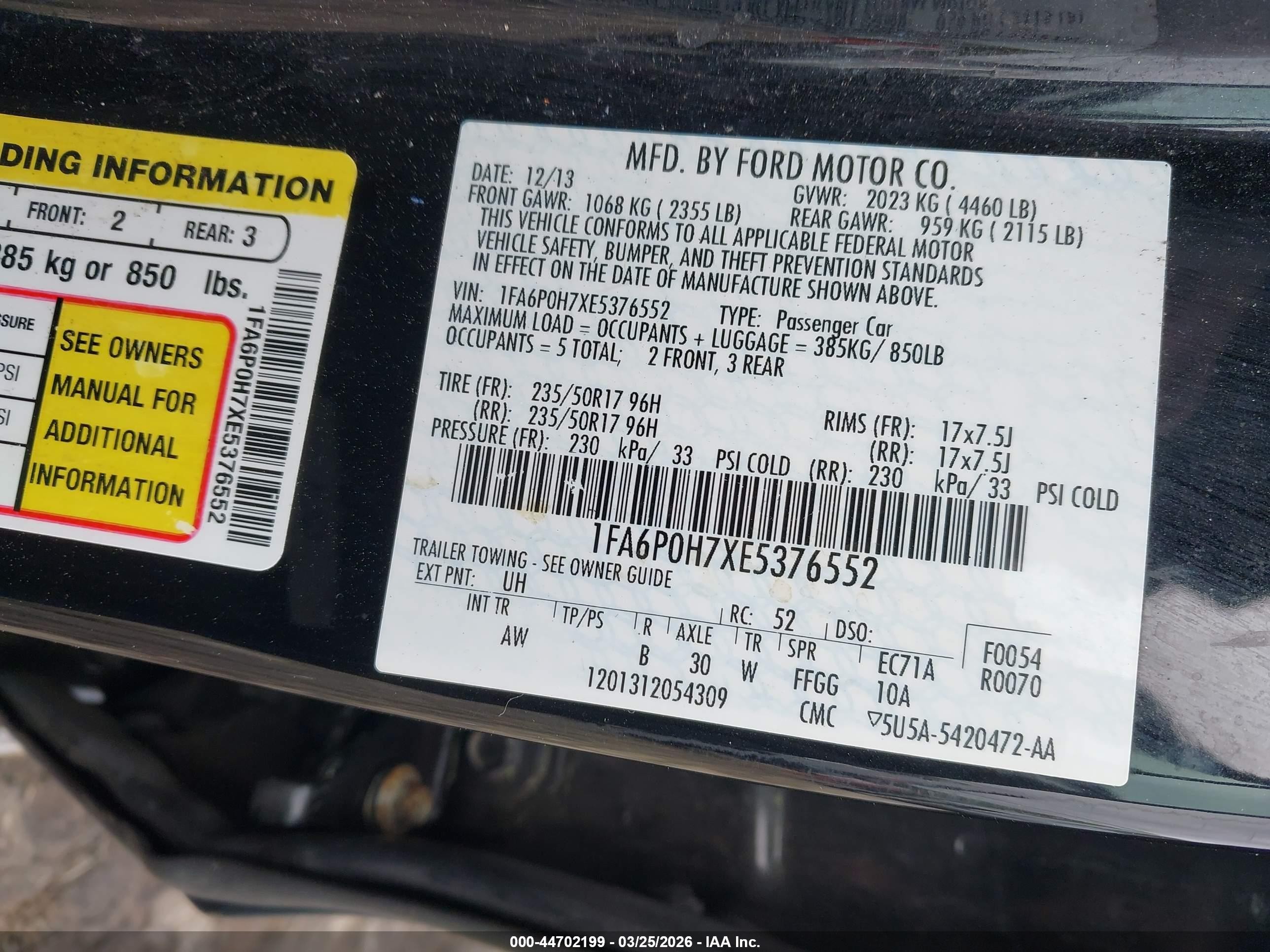 2014 Ford Fusion Se Black vin: 1FA6P0H7XE5376552