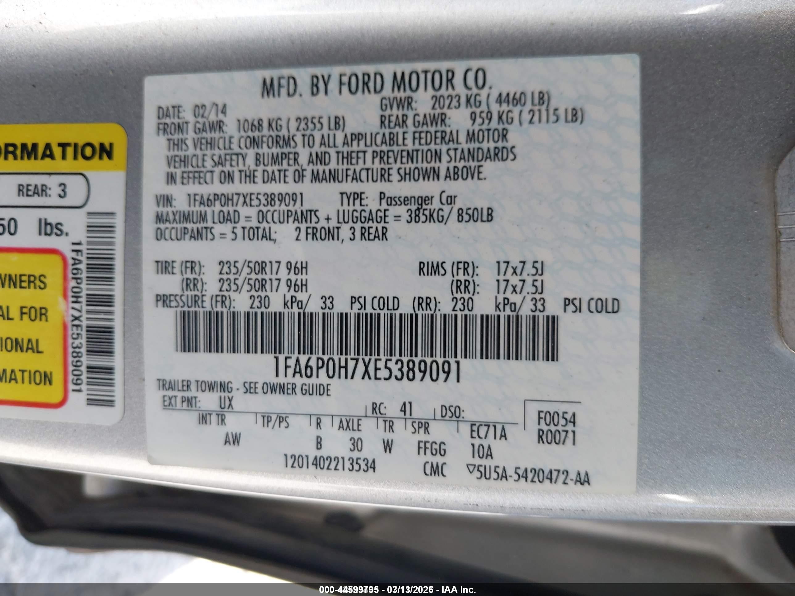 2014 Ford Fusion Se Silver vin: 1FA6P0H7XE5389091