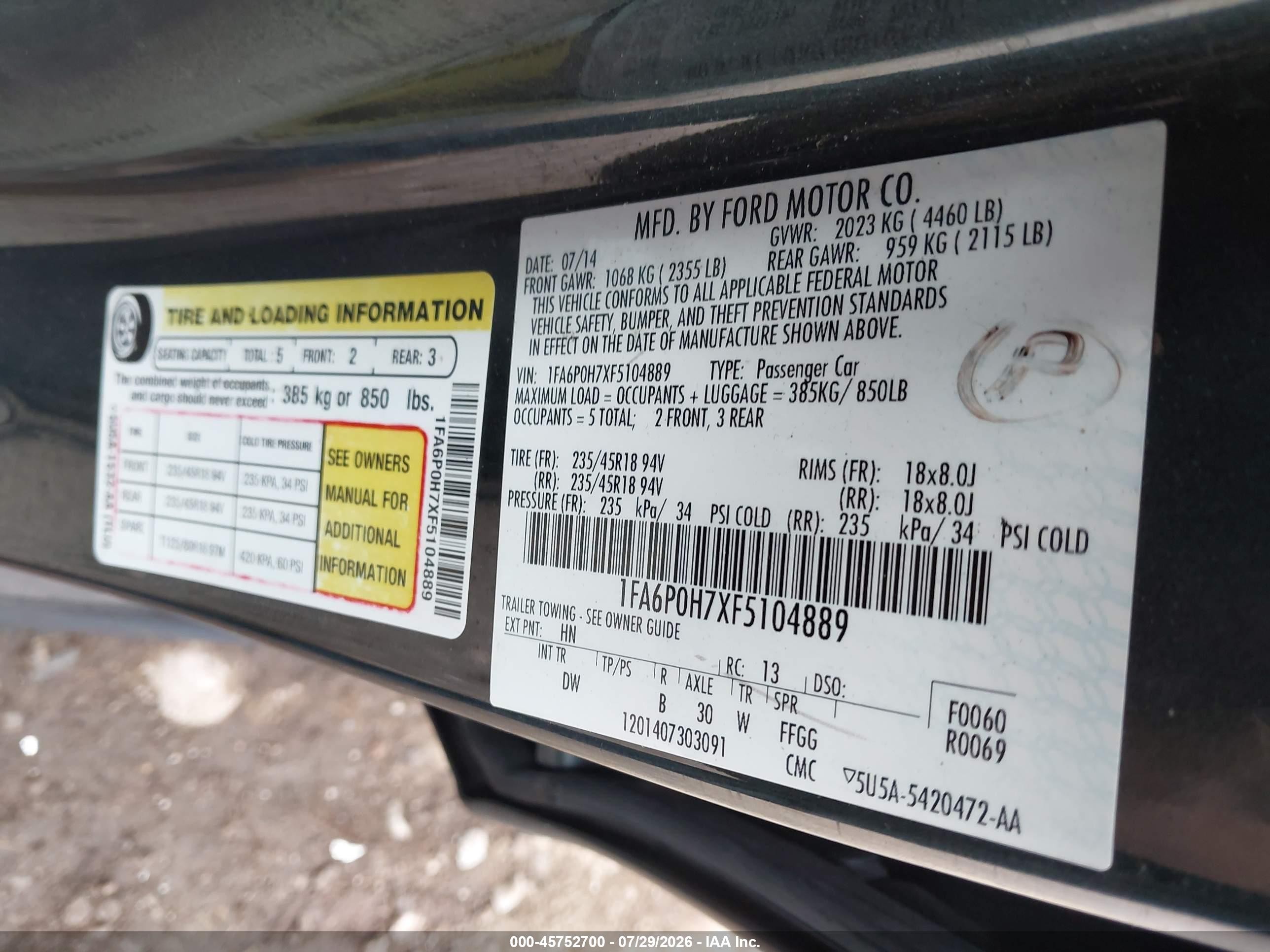 2015 Ford Fusion Se Gray vin: 1FA6P0H7XF5104889