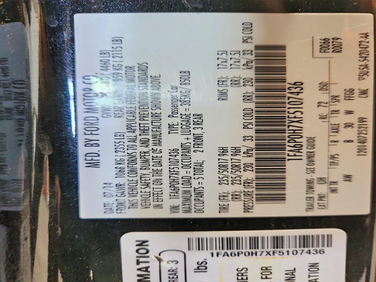 2015 Ford Fusion Se Black vin: 1FA6P0H7XF5107436