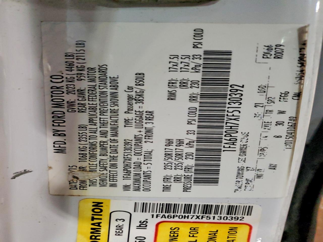 2015 Ford Fusion Se Белый vin: 1FA6P0H7XF5130392
