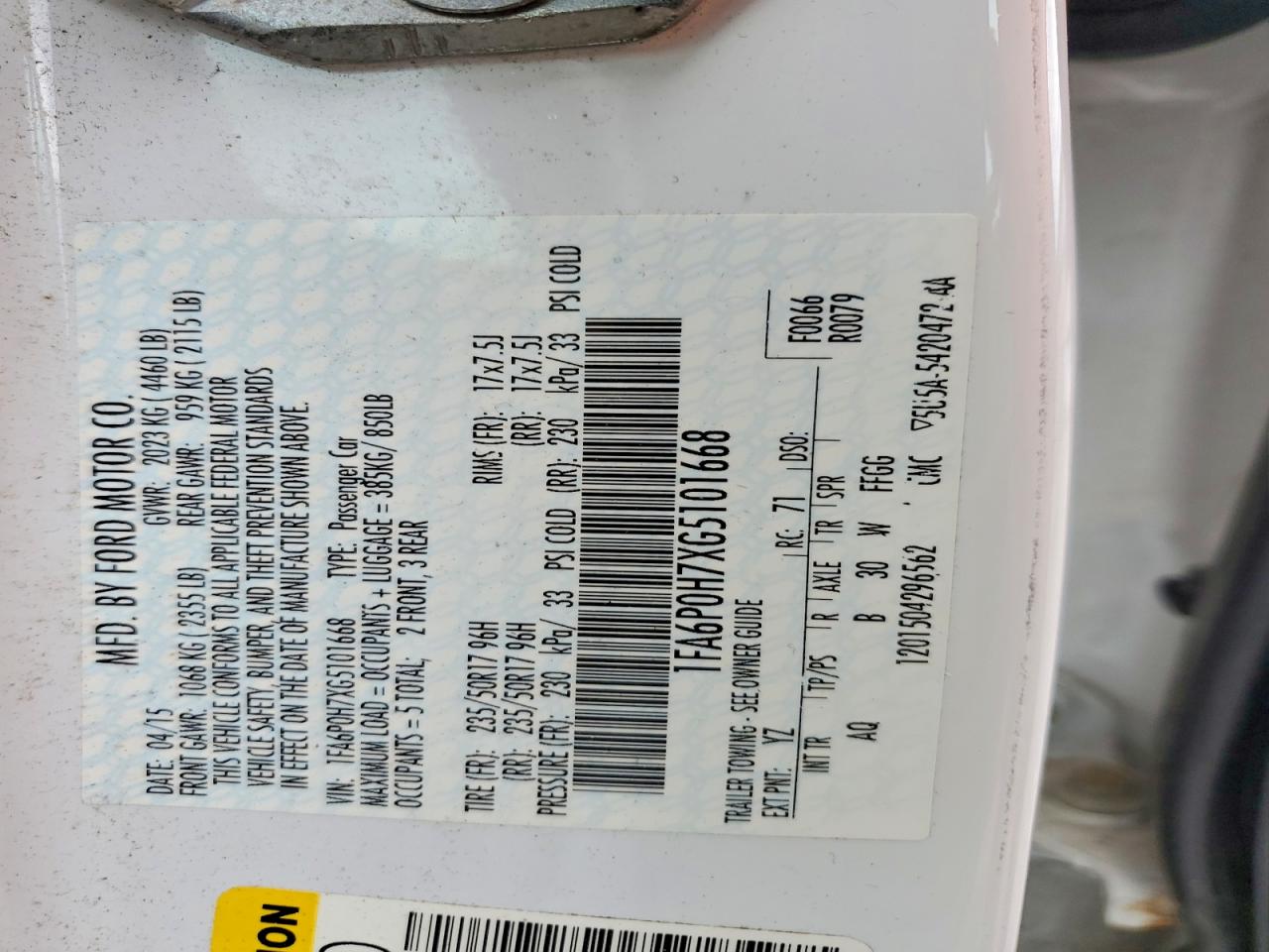 2016 Ford Fusion Se White vin: 1FA6P0H7XG5101668