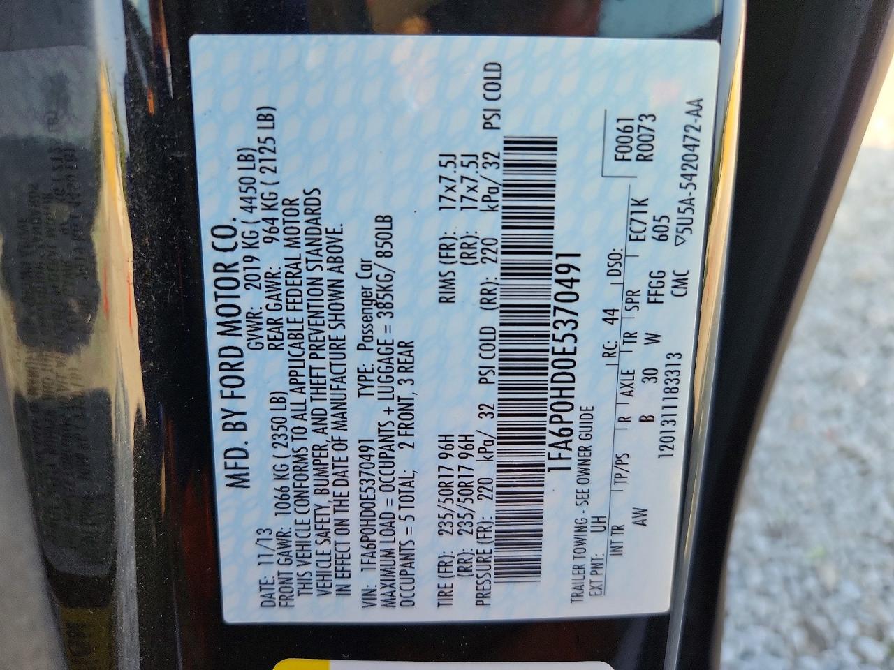 2014 Ford Fusion Se Черный vin: 1FA6P0HD0E5370491