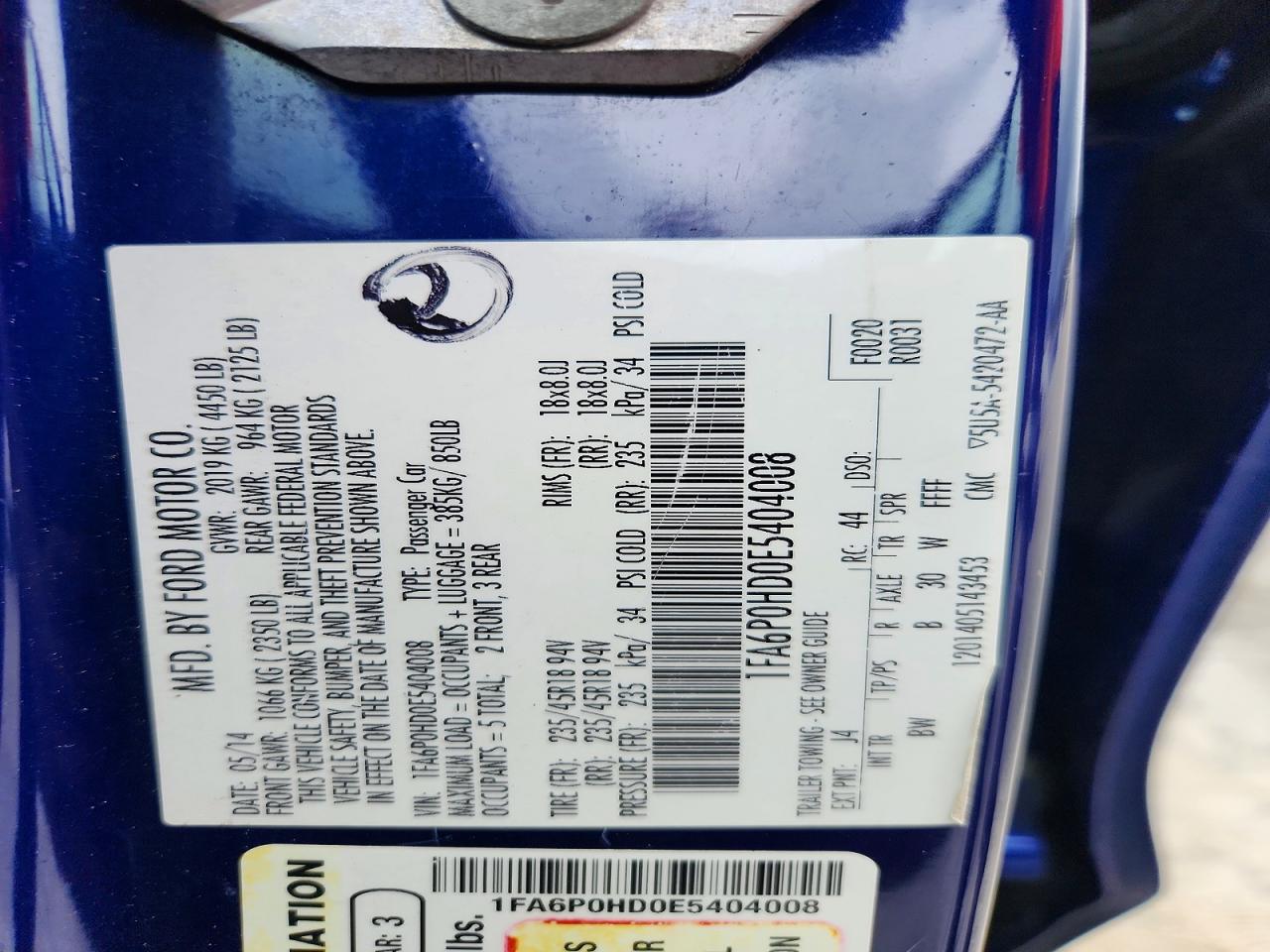 2014 Ford Fusion Se Blue vin: 1FA6P0HD0E5404008