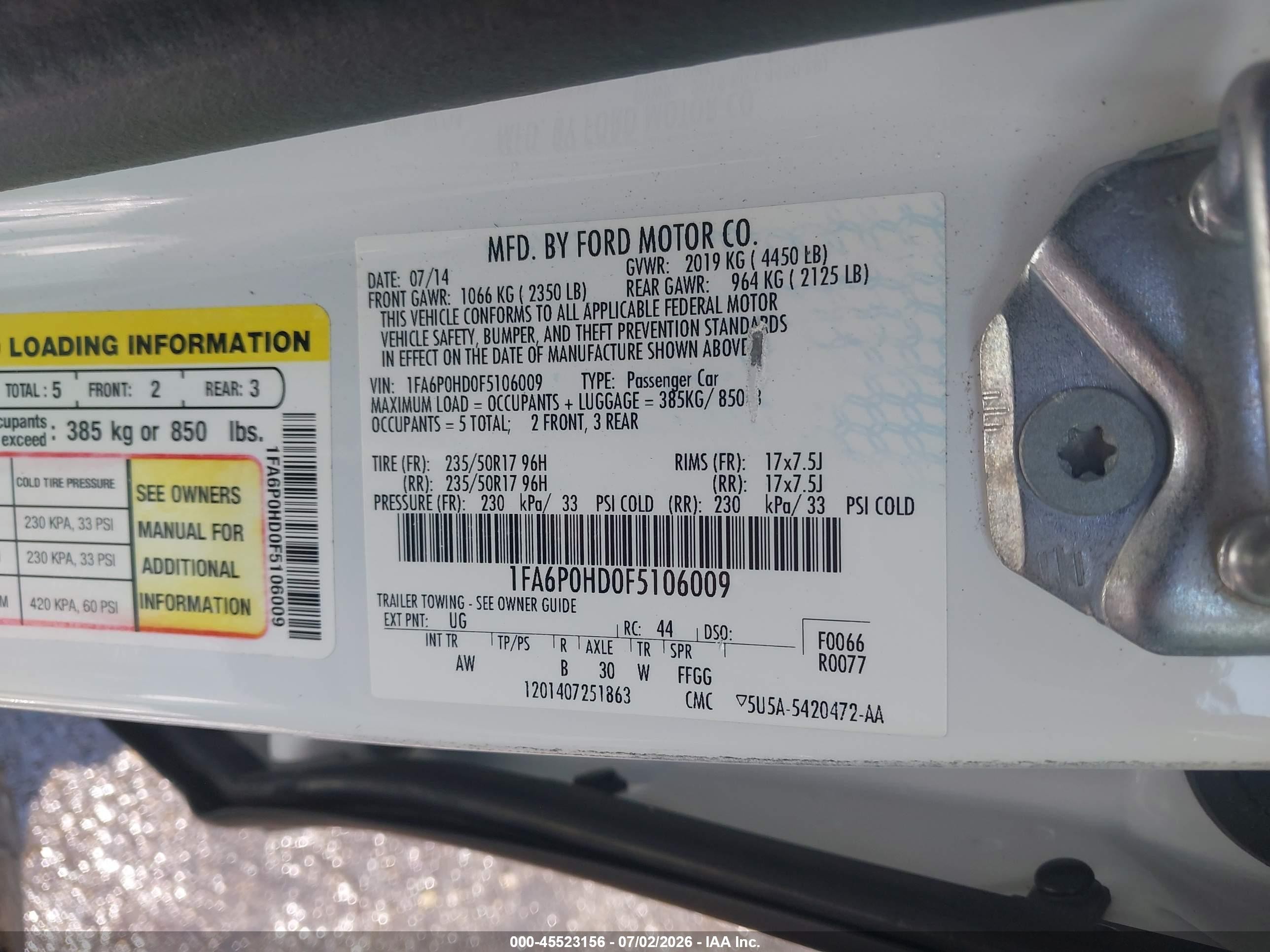 2015 Ford Fusion Se White vin: 1FA6P0HD0F5106009