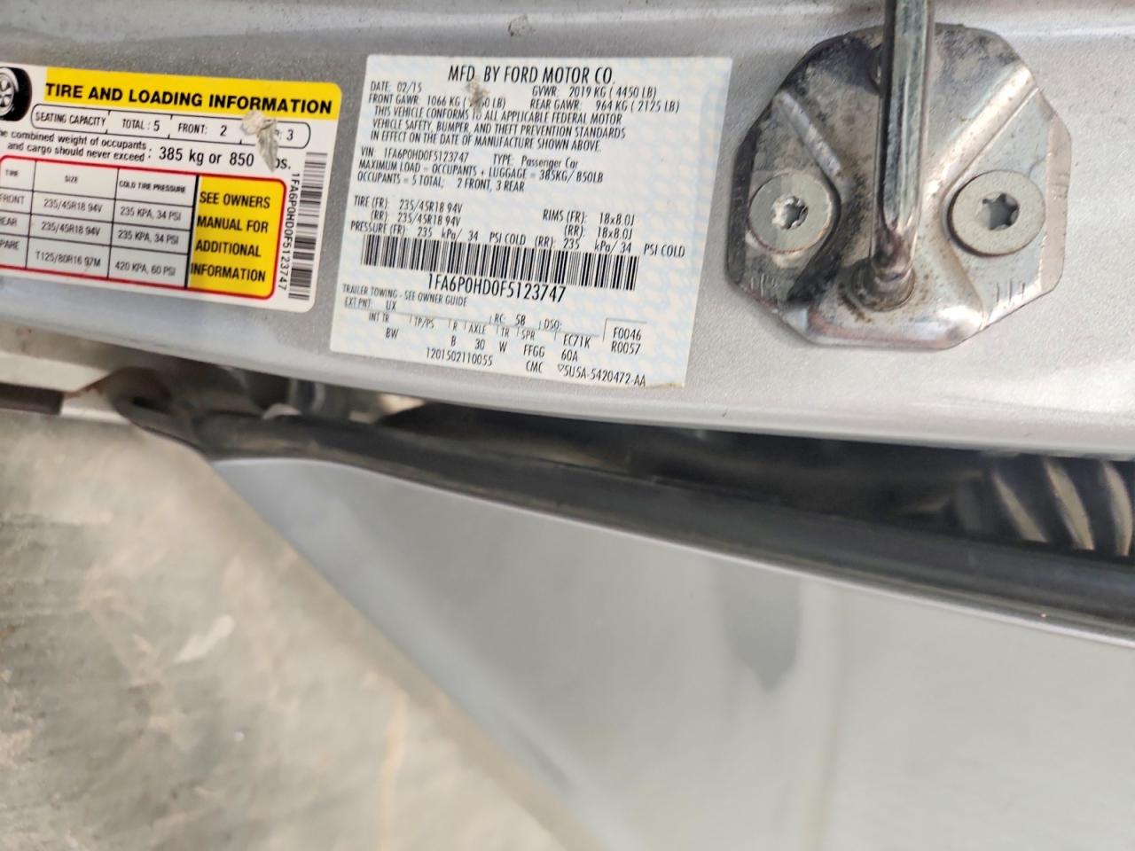 2015 Ford Fusion Se Silver vin: 1FA6P0HD0F5123747