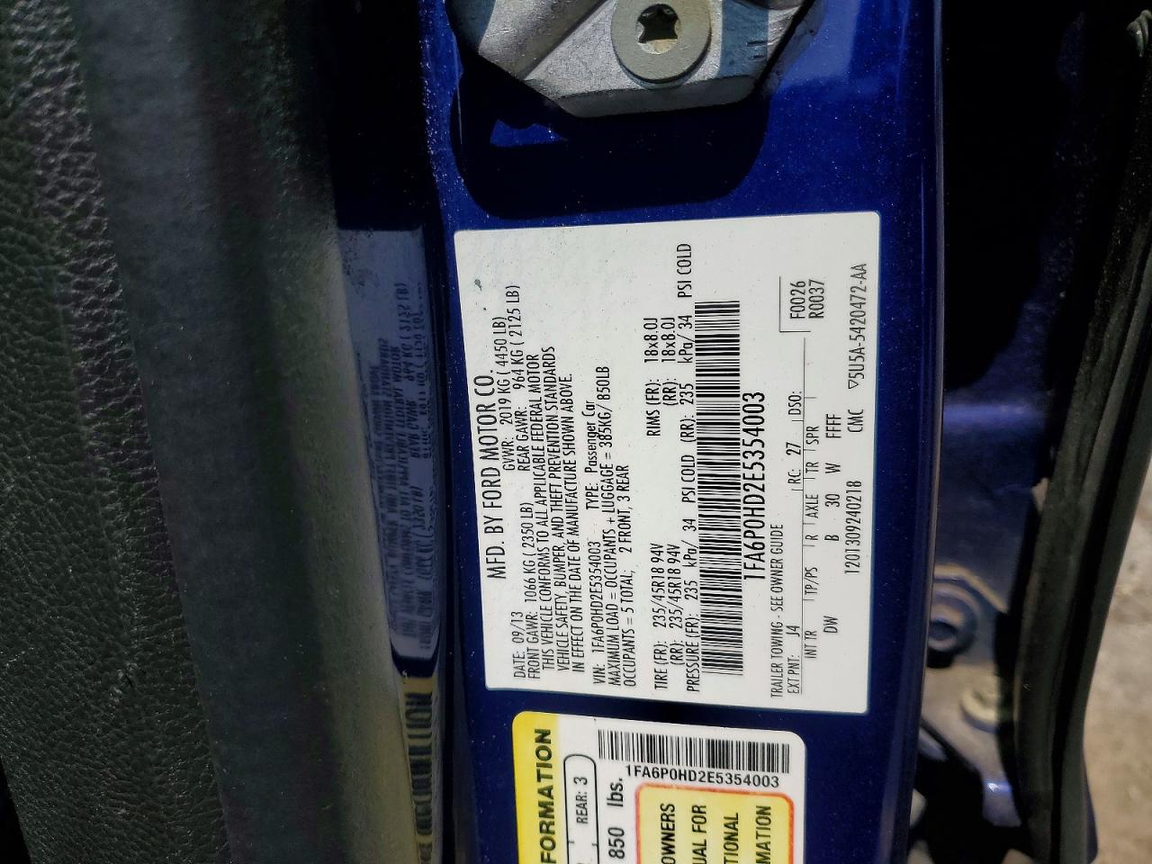 2014 Ford Fusion Se Blue vin: 1FA6P0HD2E5354003