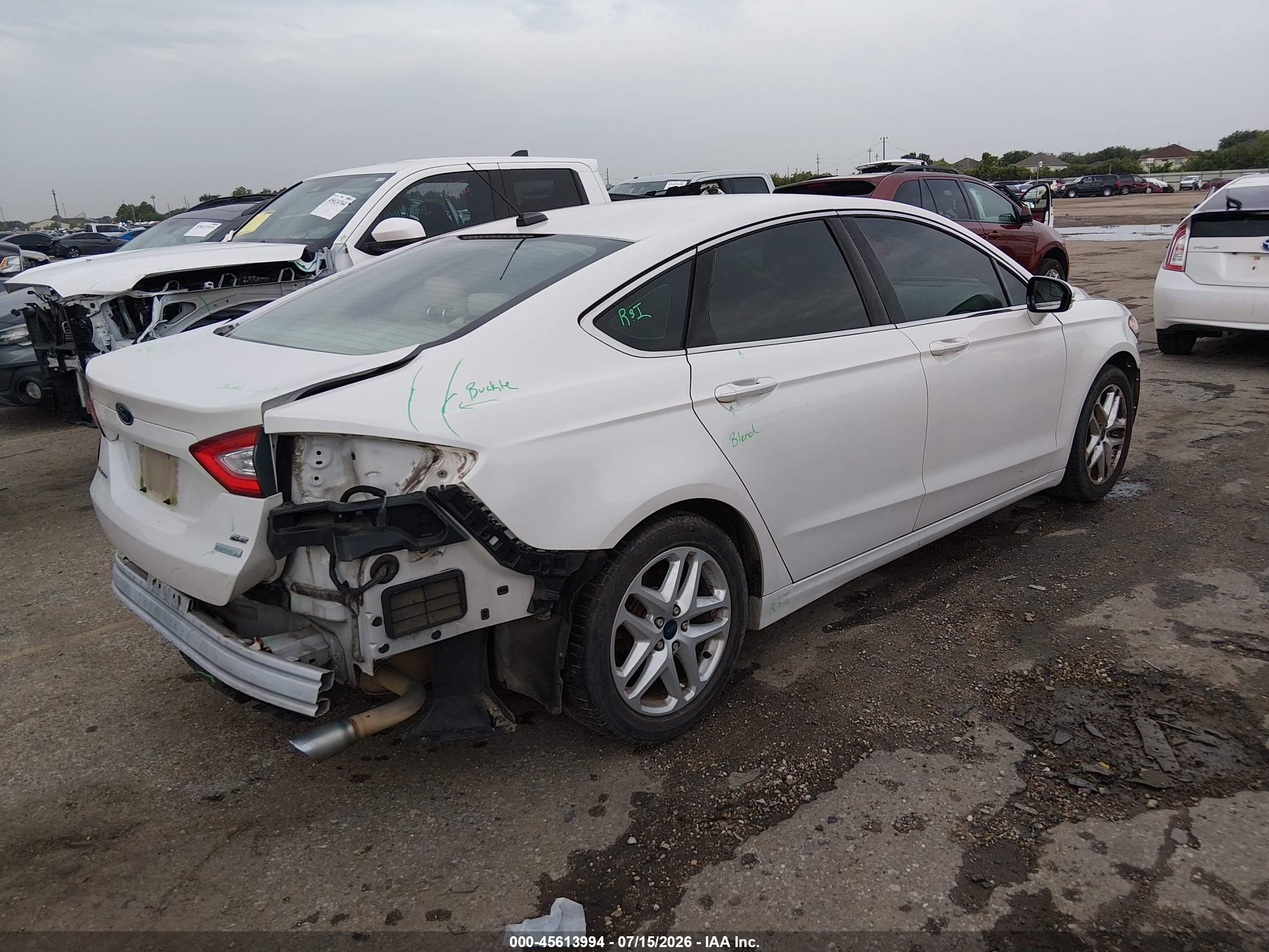 2014 Ford Fusion Se White vin: 1FA6P0HD2E5390418