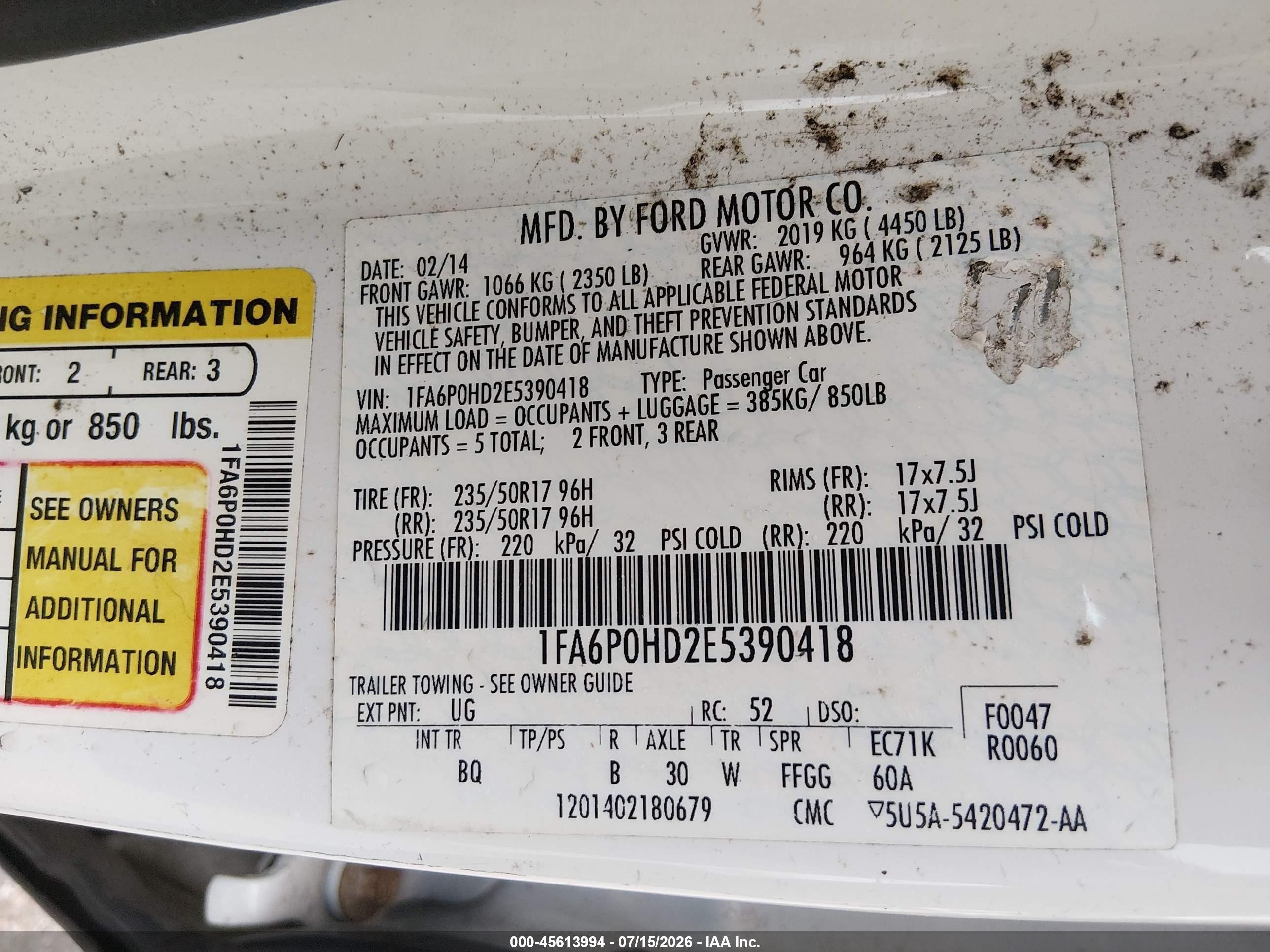 2014 Ford Fusion Se White vin: 1FA6P0HD2E5390418