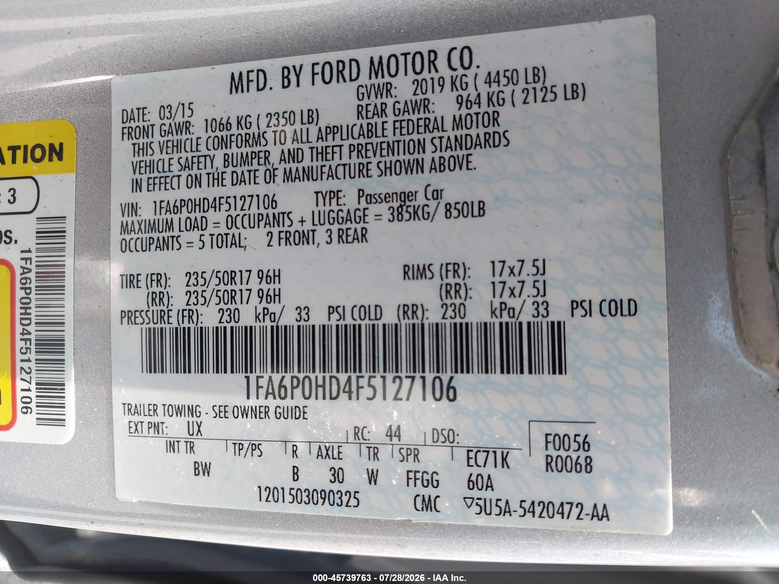 2015 Ford Fusion Se Silver vin: 1FA6P0HD4F5127106
