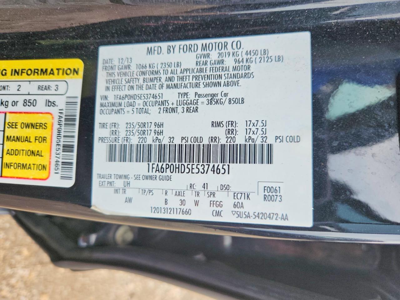 2014 Ford Fusion Se Black vin: 1FA6P0HD5E5374651