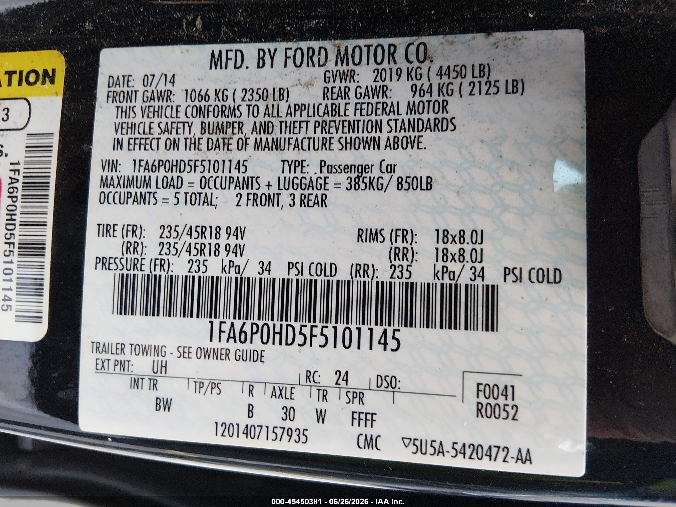 2015 Ford Fusion Se Черный vin: 1FA6P0HD5F5101145