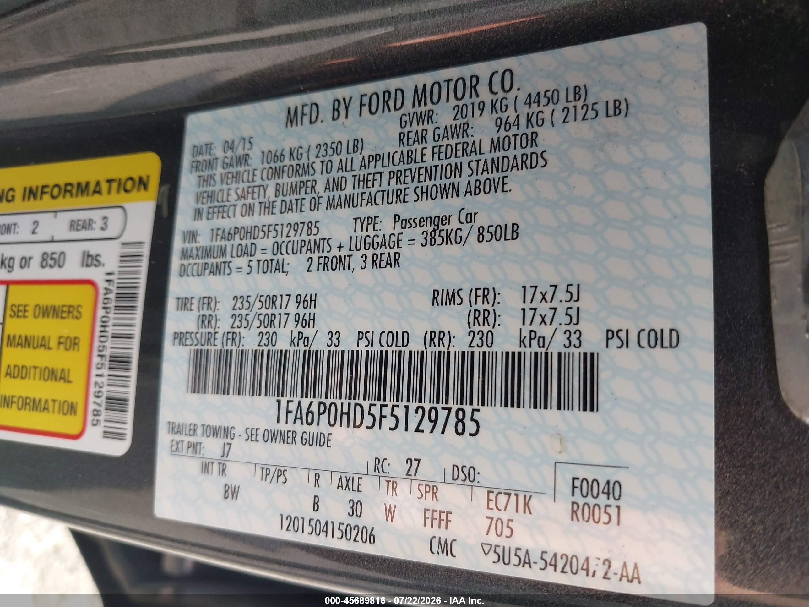 2015 Ford Fusion Se Gray vin: 1FA6P0HD5F5129785