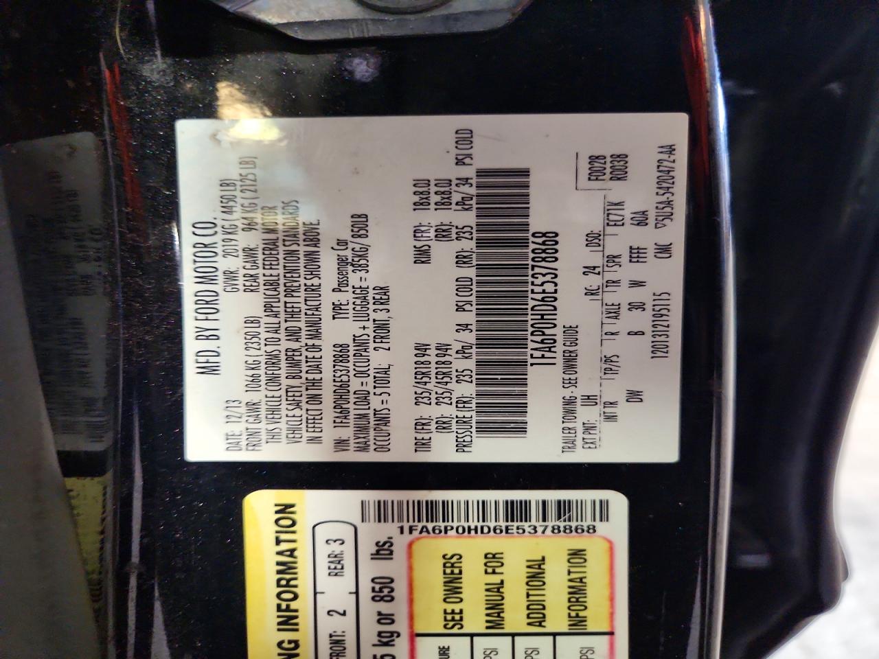2014 Ford Fusion Se Black vin: 1FA6P0HD6E5378868