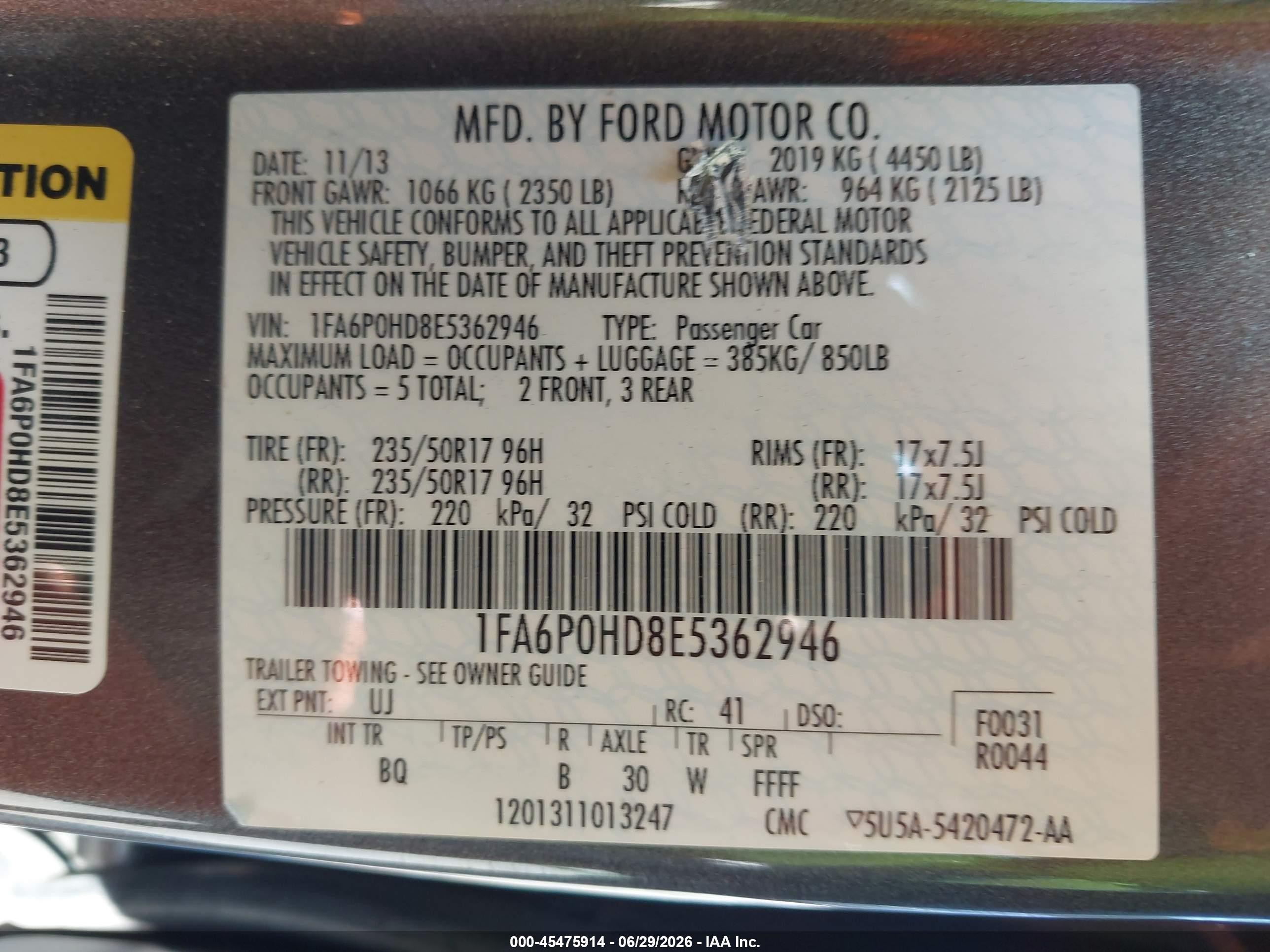 2014 Ford Fusion Se Gray vin: 1FA6P0HD8E5362946