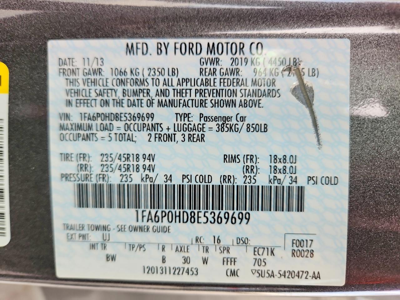 2014 Ford Fusion Se Gray vin: 1FA6P0HD8E5369699