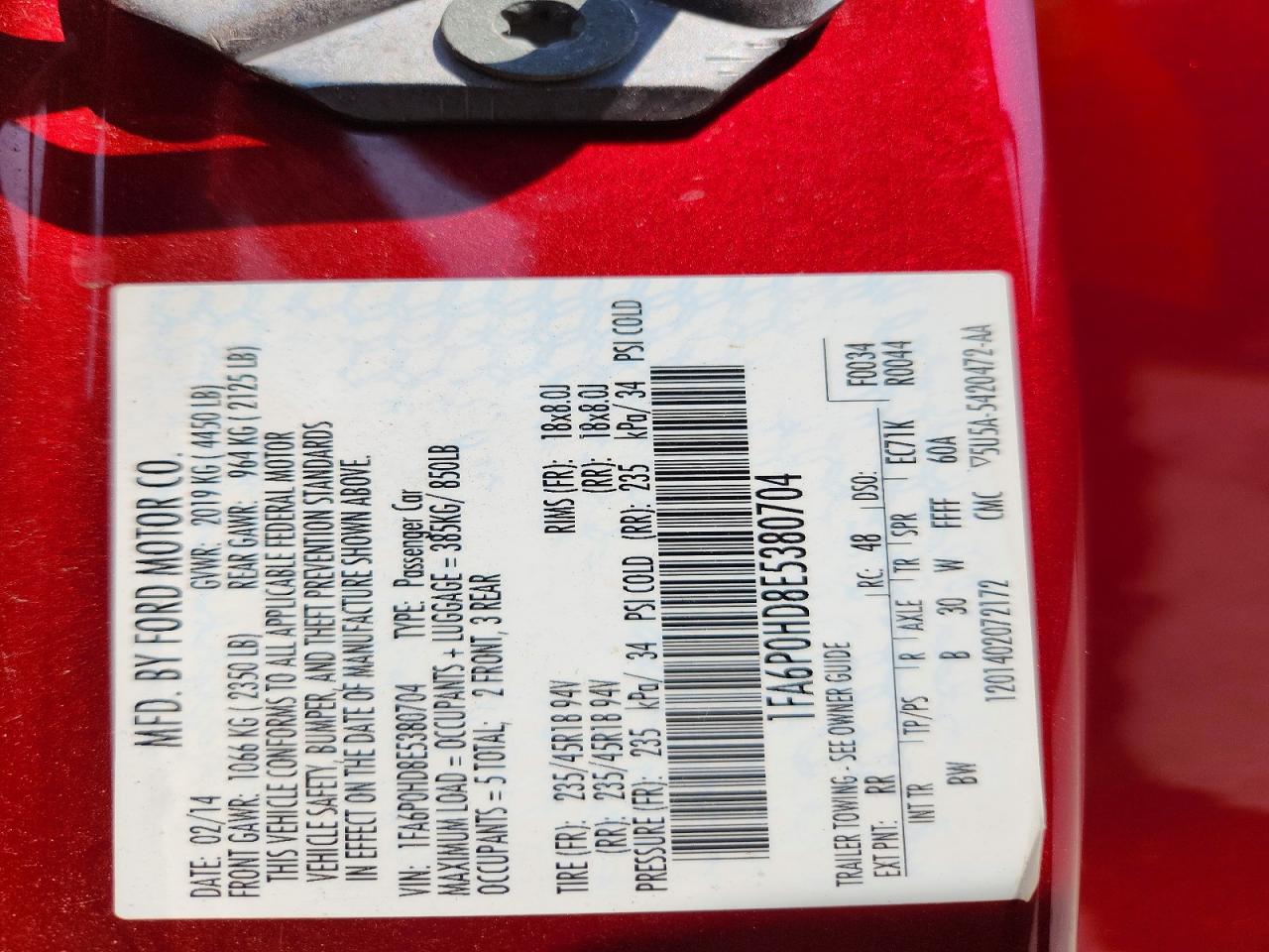 2014 Ford Fusion Se Red vin: 1FA6P0HD8E5380704