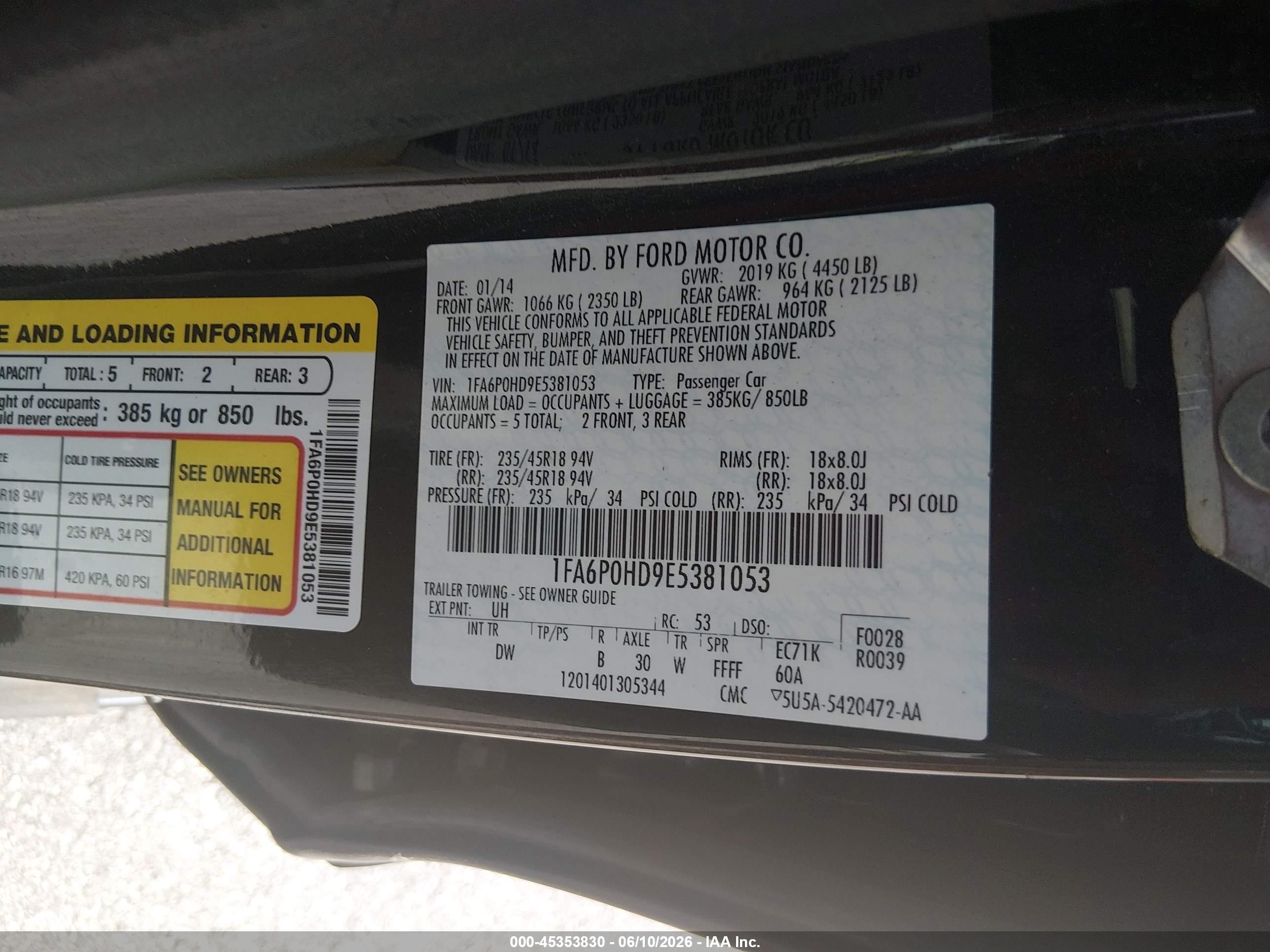 2014 Ford Fusion Se Black vin: 1FA6P0HD9E5381053