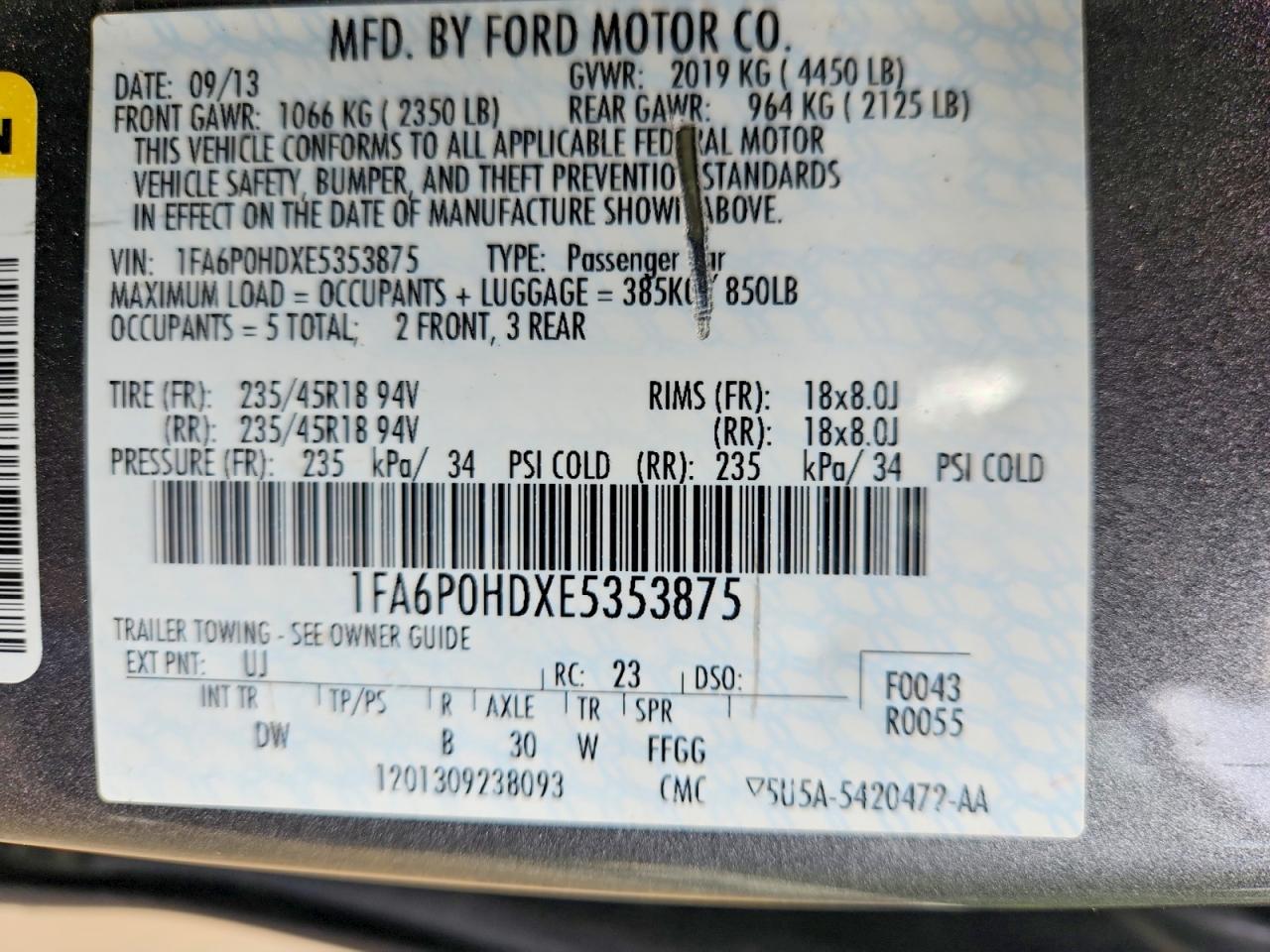 2014 Ford Fusion Se Серый vin: 1FA6P0HDXE5353875