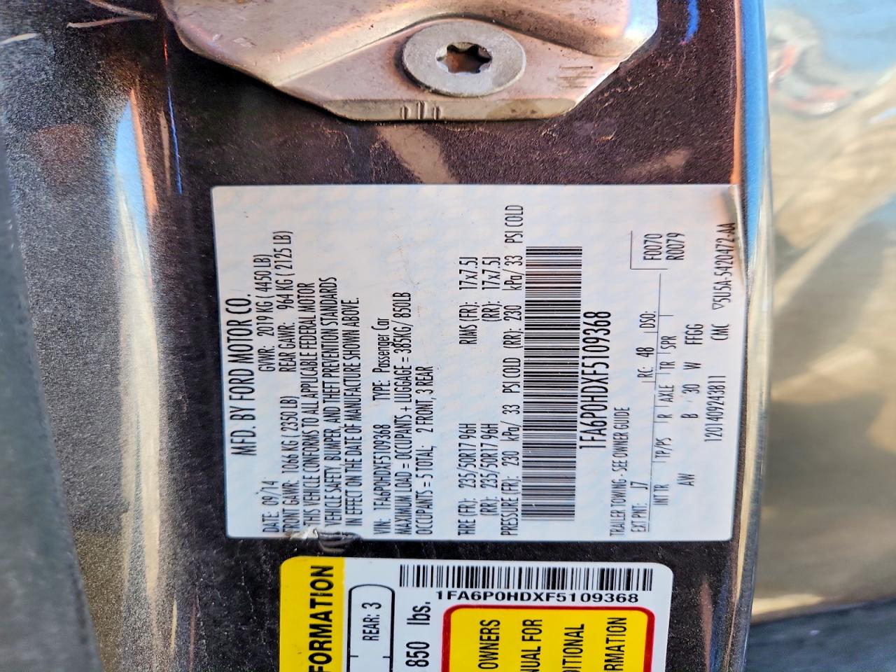 2015 Ford Fusion Se Gray vin: 1FA6P0HDXF5109368