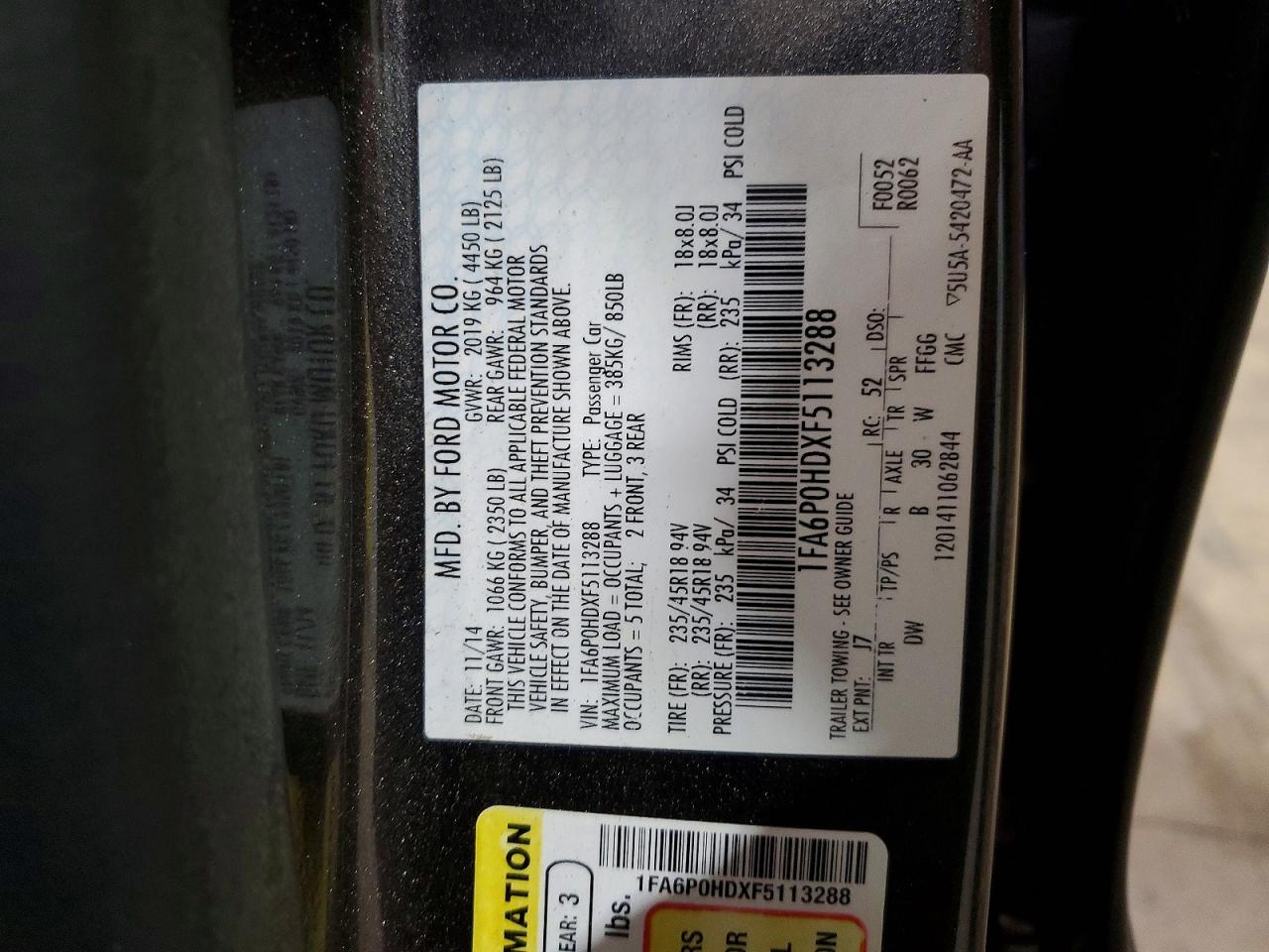 2015 Ford Fusion Se Charcoal vin: 1FA6P0HDXF5113288