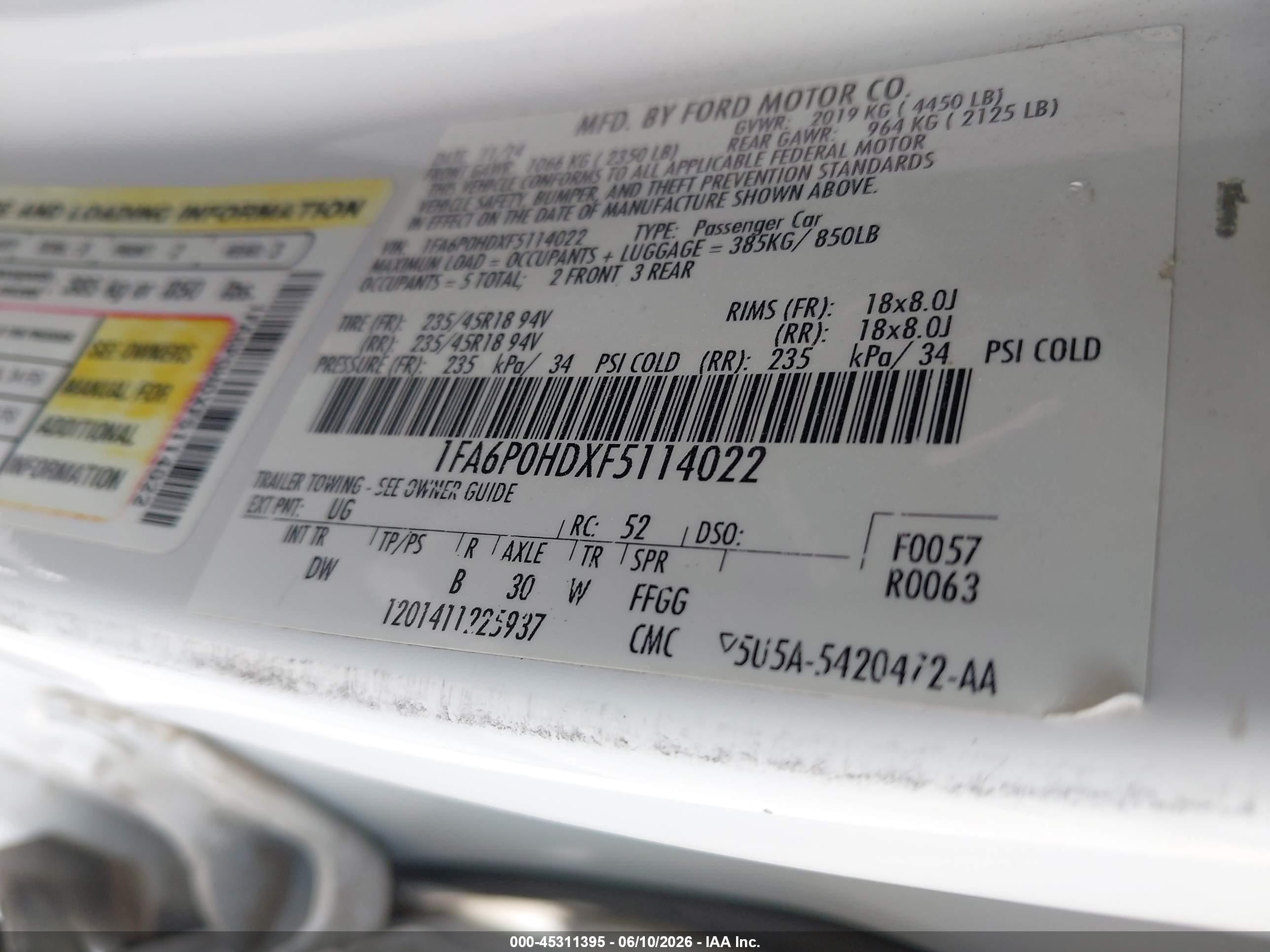 2015 Ford Fusion Se White vin: 1FA6P0HDXF5114022