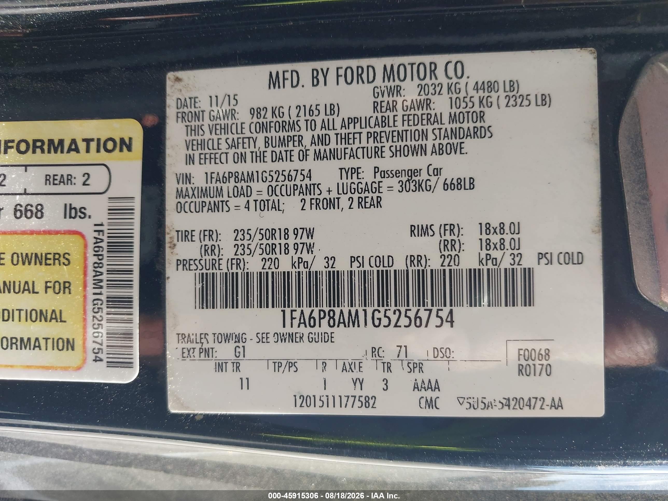 2016 Ford Mustang V6 Black vin: 1FA6P8AM1G5256754