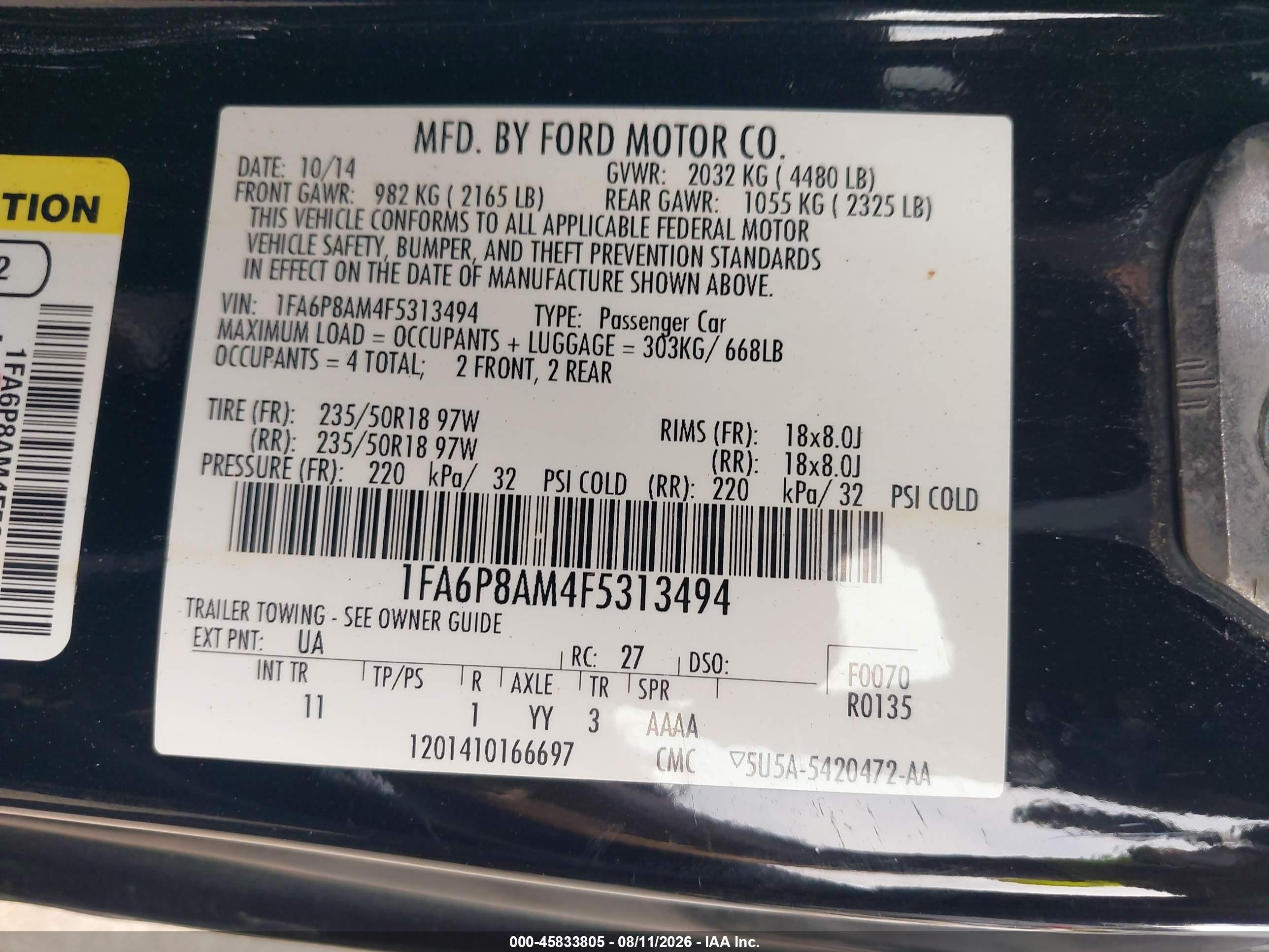 2015 Ford Mustang V6 Черный vin: 1FA6P8AM4F5313494