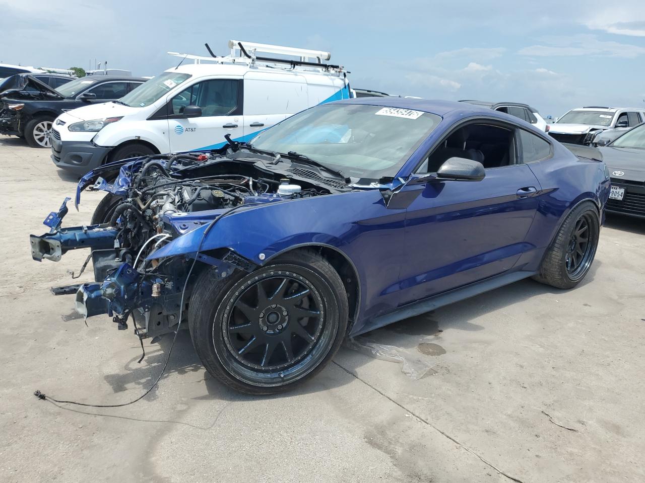 2016 Ford Mustang Blue vin: 1FA6P8AM8G5240843 Damage: Left Front Fender, Torn, 6 To 7 Inches
