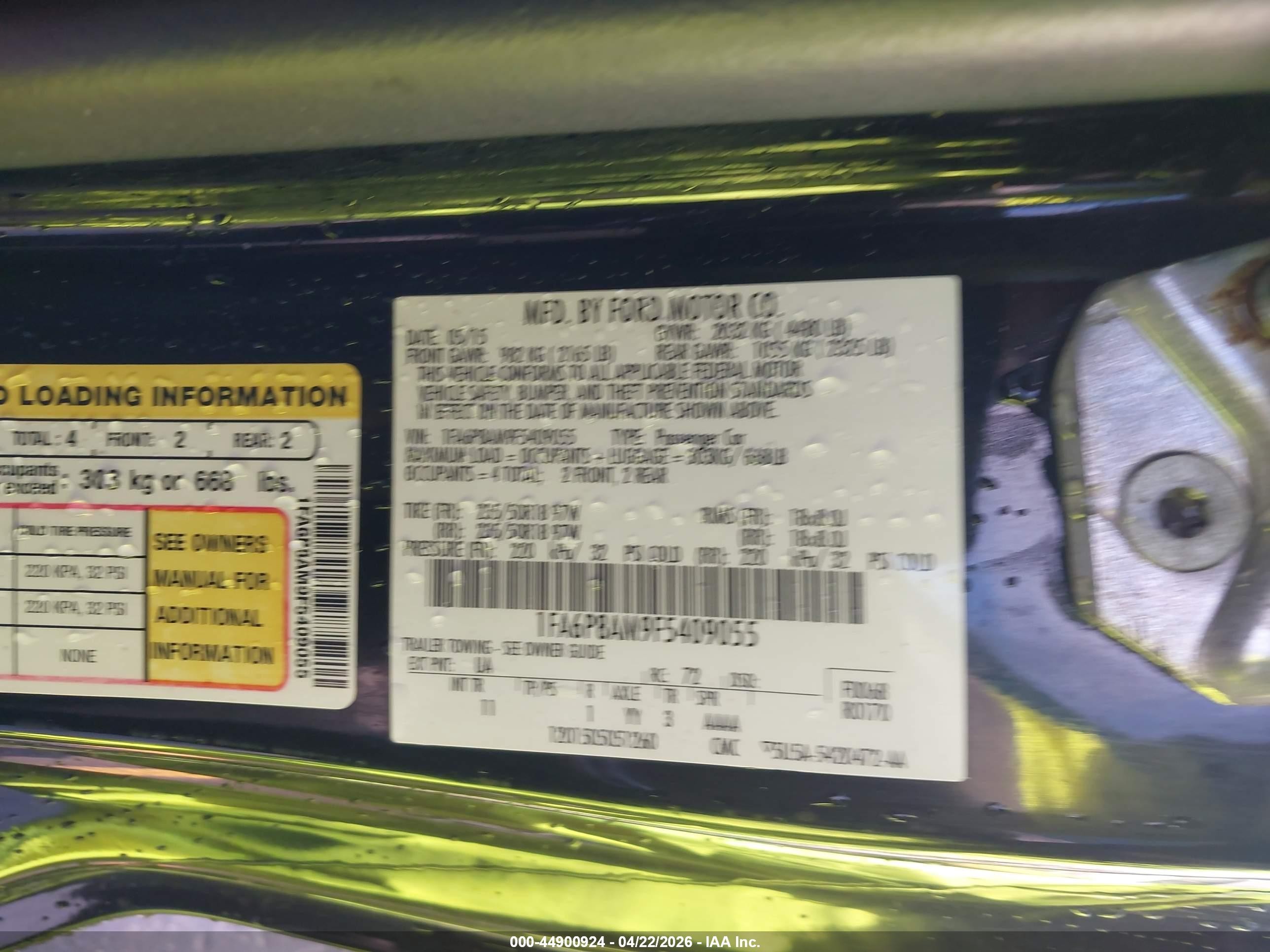 2015 Ford Mustang V6 Black vin: 1FA6P8AM9F5409055