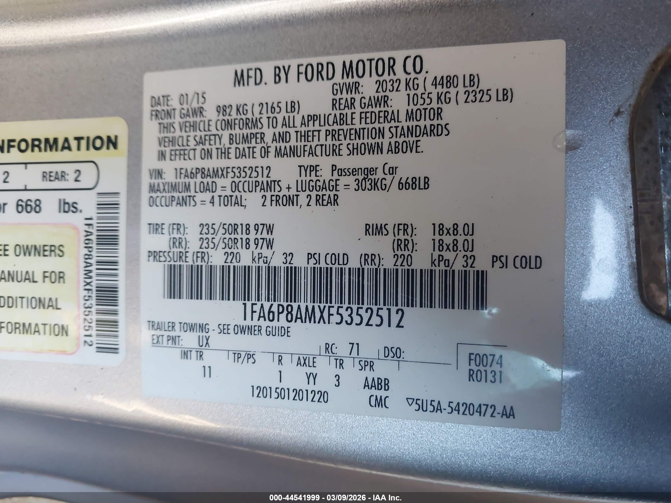 2015 Ford Mustang V6 Silver vin: 1FA6P8AMXF5352512