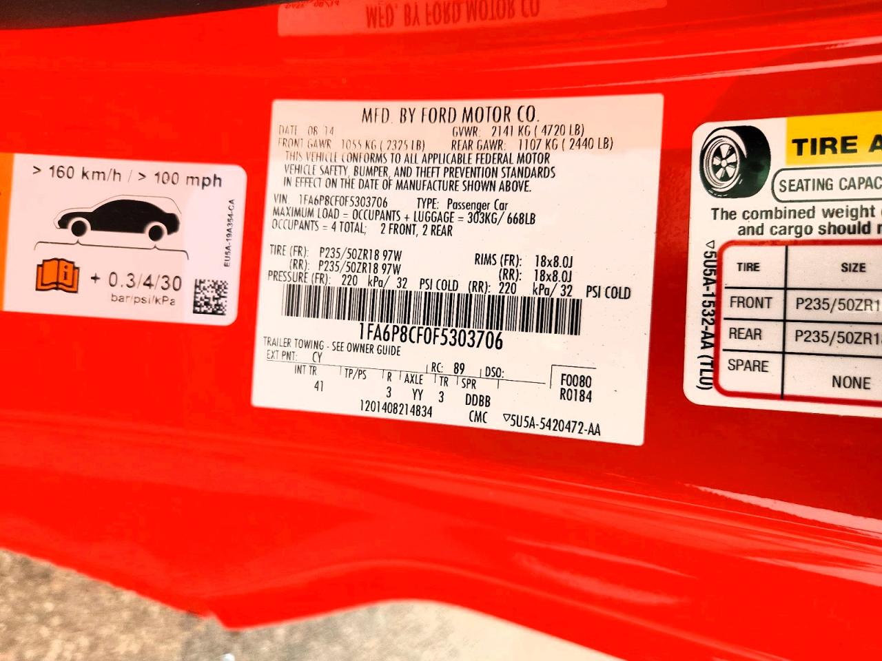 2015 Ford Mustang Gt Оранжевый vin: 1FA6P8CF0F5303706