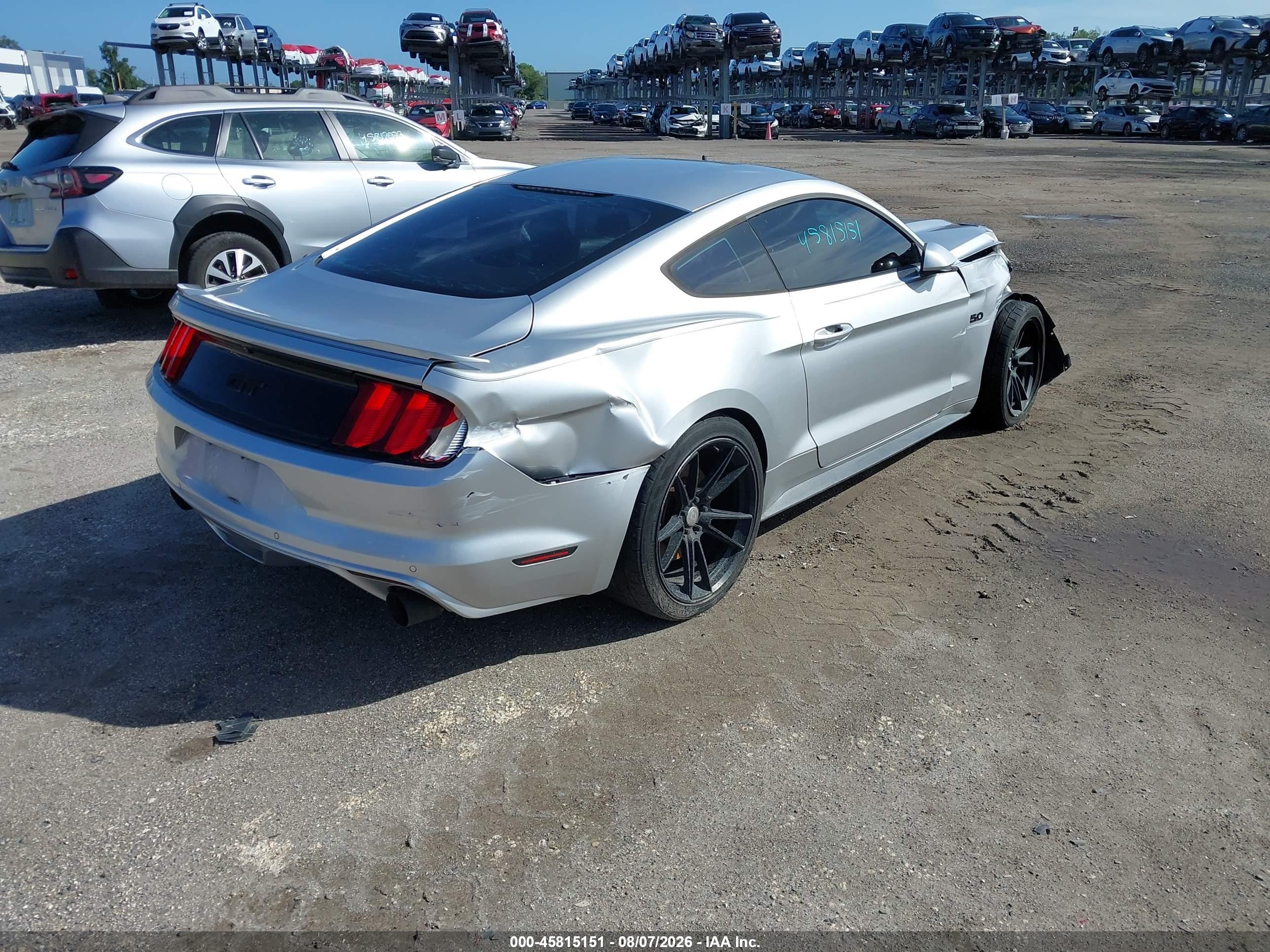 2015 Ford Mustang Gt Silver vin: 1FA6P8CF0F5348001