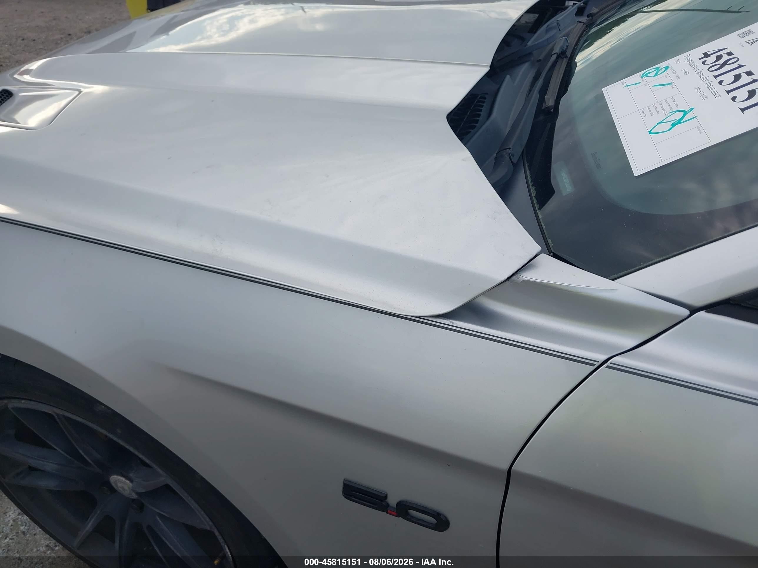 2015 Ford Mustang Gt Silver vin: 1FA6P8CF0F5348001