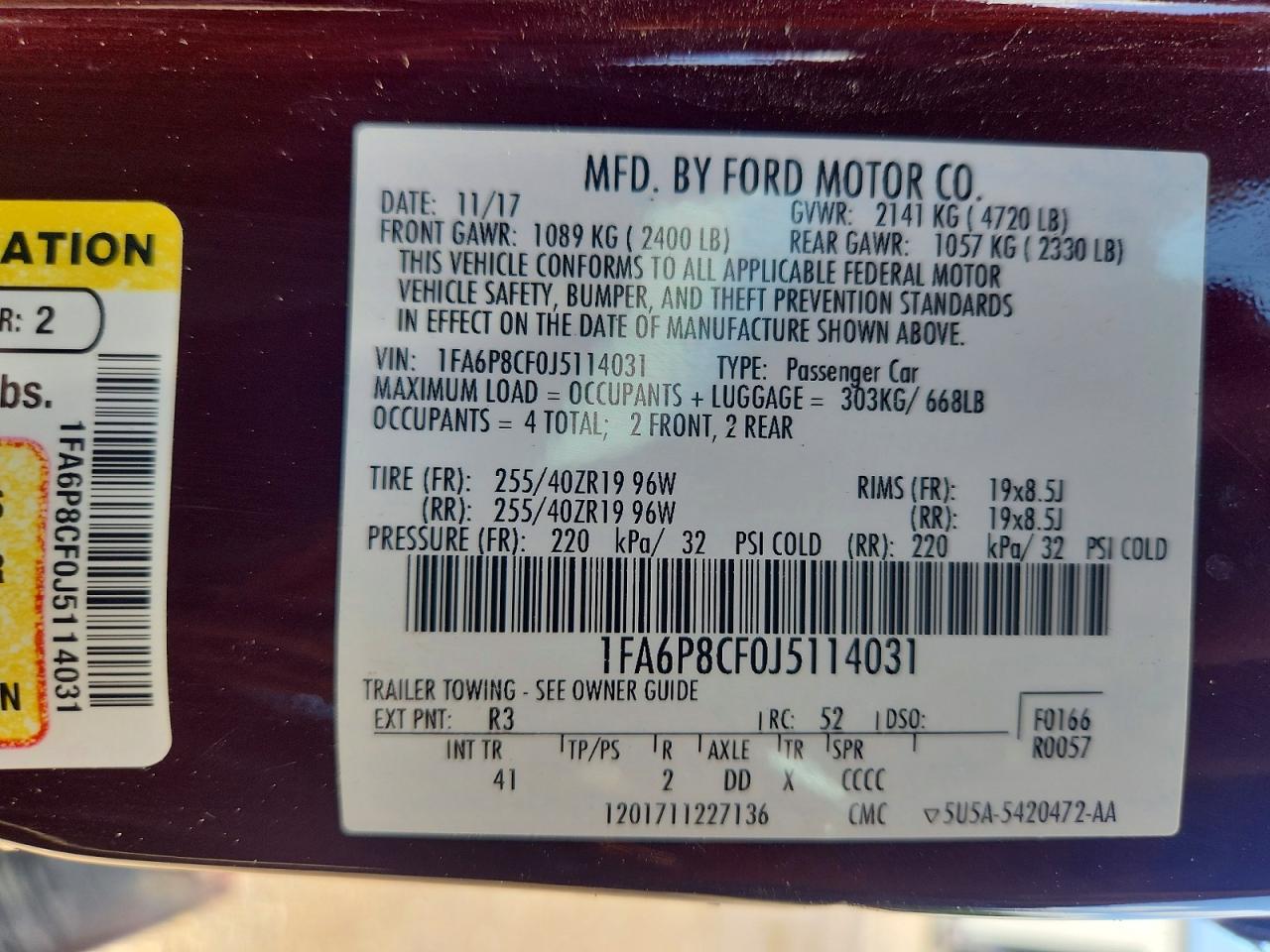 2018 Ford Mustang Gt Maroon vin: 1FA6P8CF0J5114031