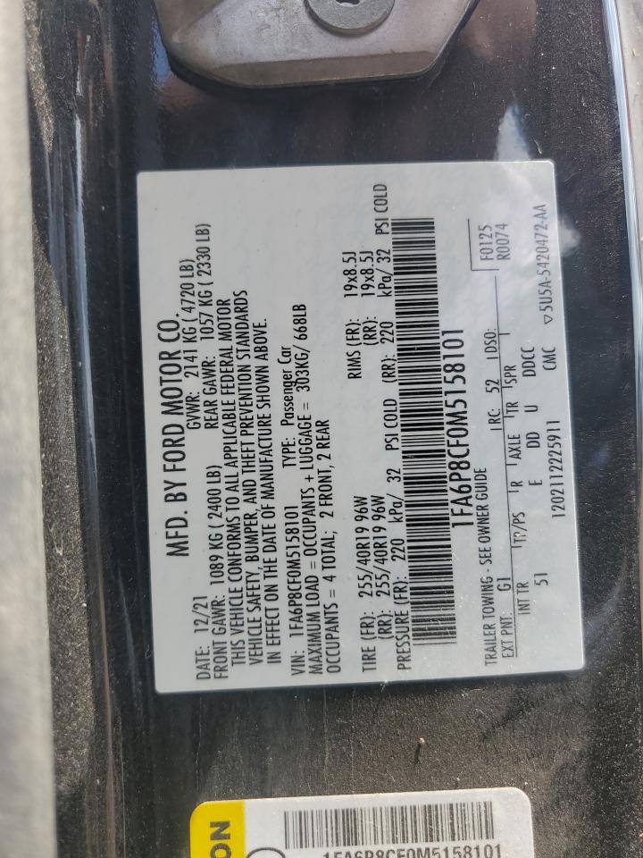 2021 Ford Mustang Gt Черный vin: 1FA6P8CF0M5158101
