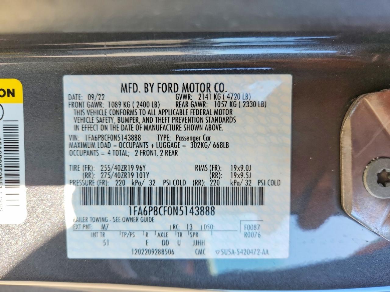 2022 Ford Mustang Gt Charcoal vin: 1FA6P8CF0N5143888