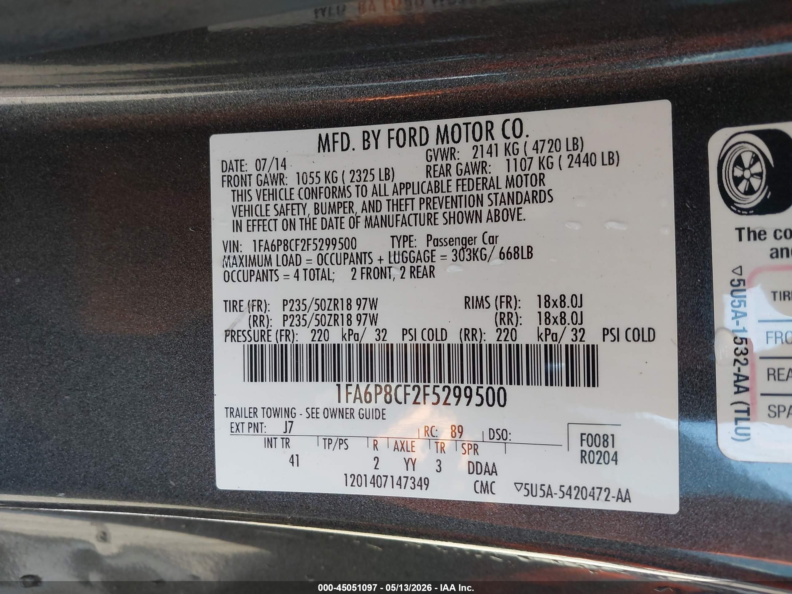 2015 Ford Mustang Gt Premium Gray vin: 1FA6P8CF2F5299500
