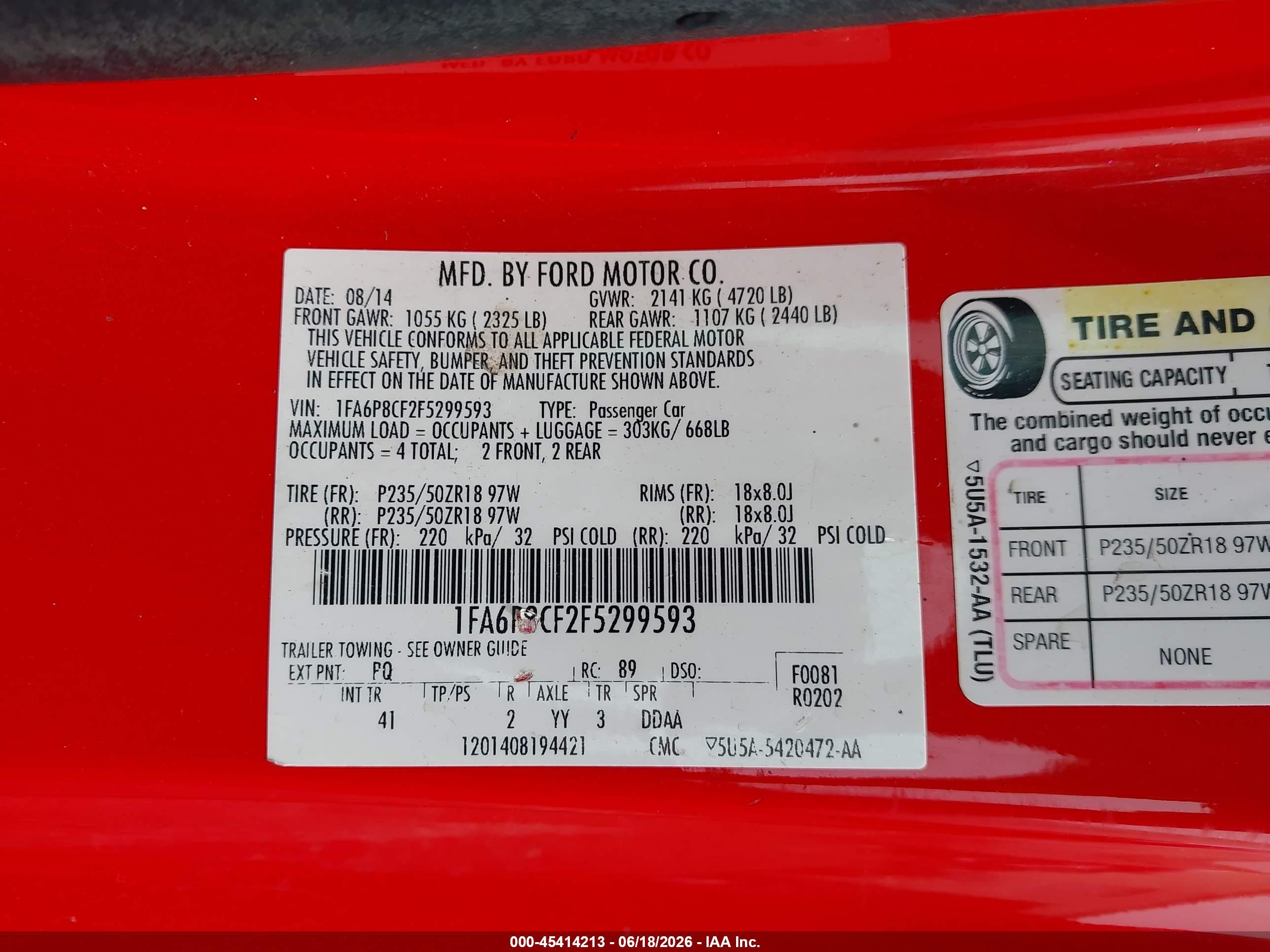 2015 Ford Mustang Gt Premium Red vin: 1FA6P8CF2F5299593
