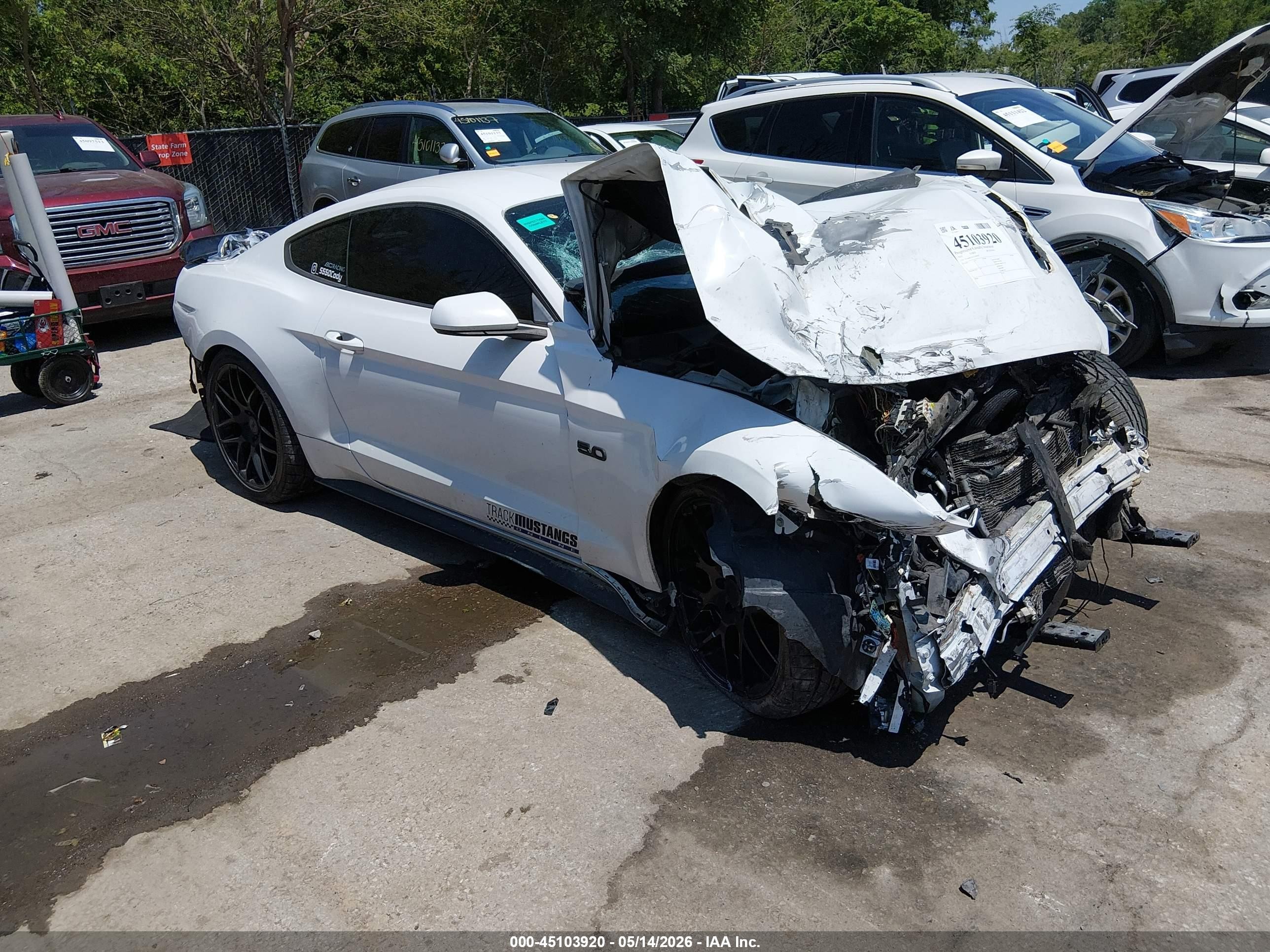 2015 Ford Mustang Gt White vin: 1FA6P8CF3F5399959