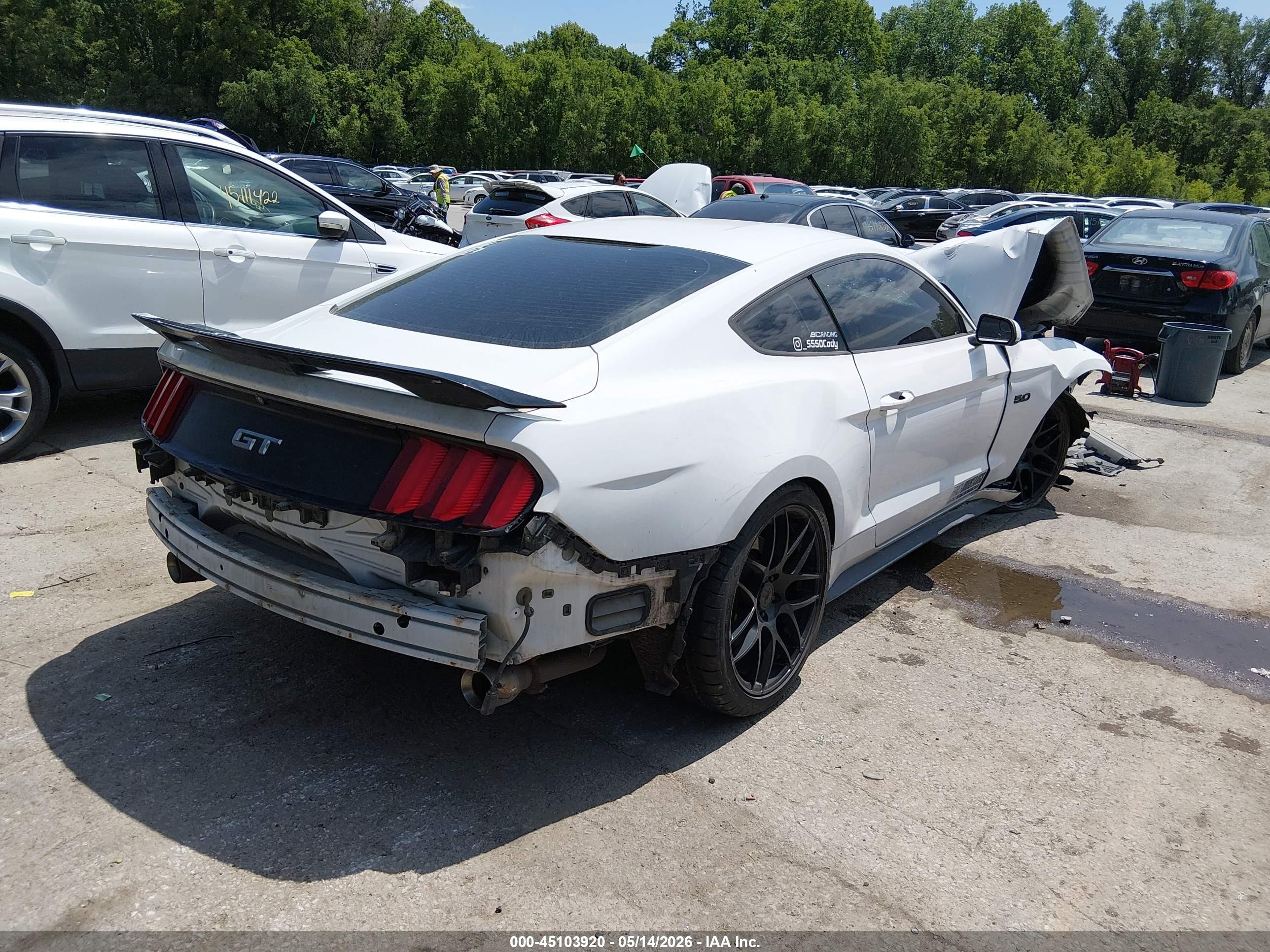 2015 Ford Mustang Gt White vin: 1FA6P8CF3F5399959