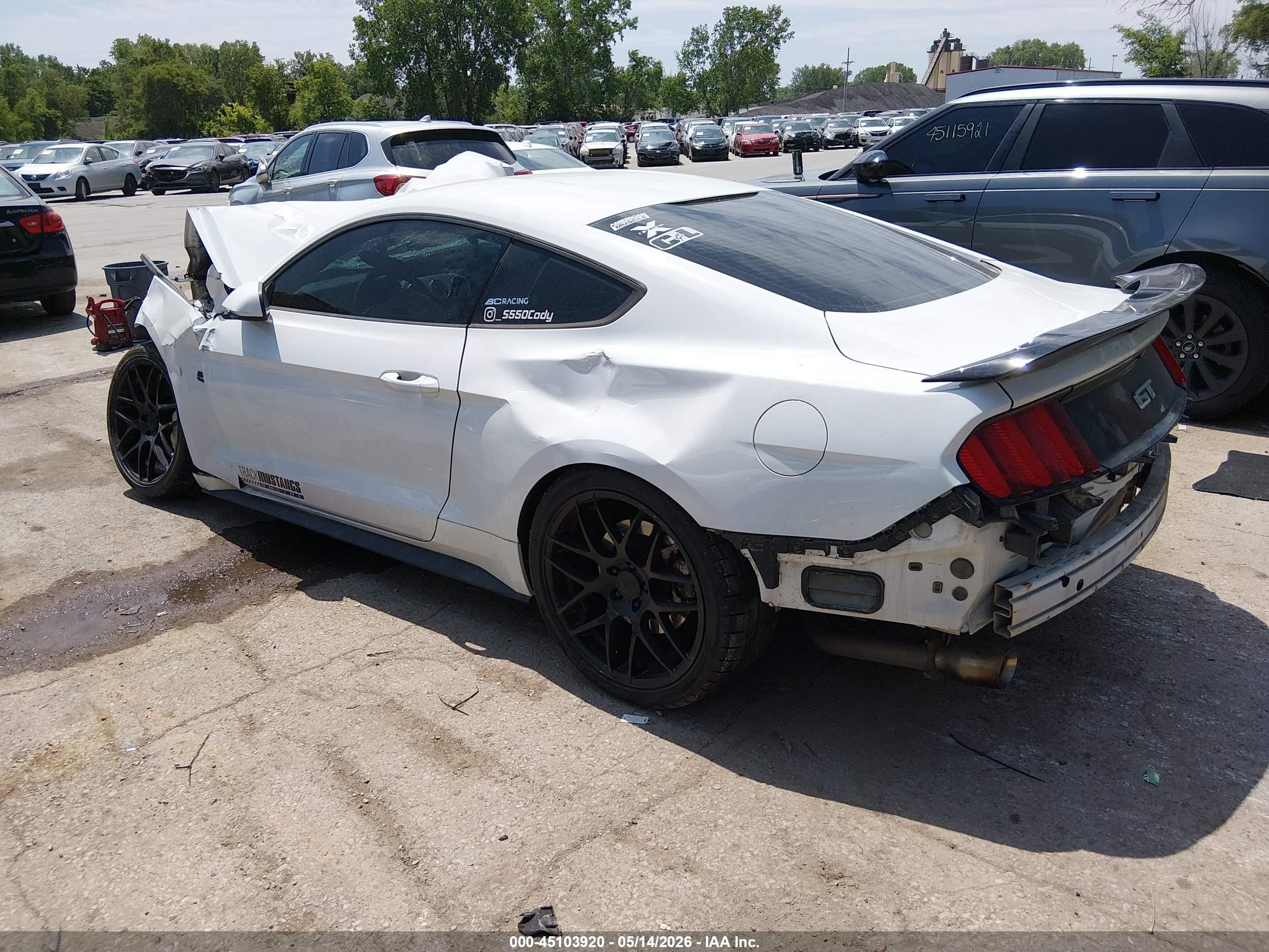 2015 Ford Mustang Gt White vin: 1FA6P8CF3F5399959