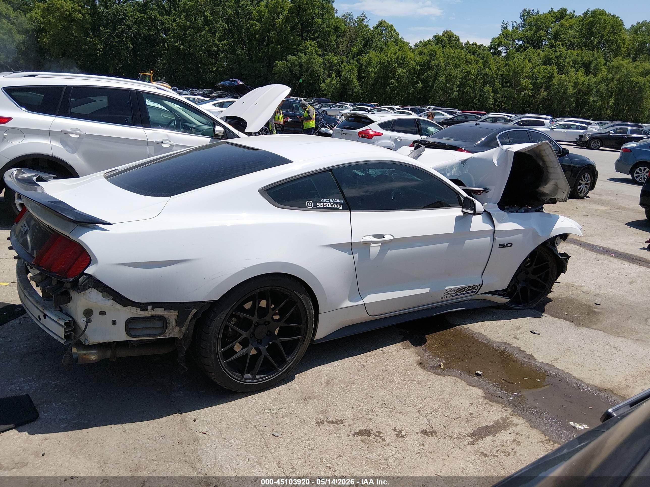 2015 Ford Mustang Gt White vin: 1FA6P8CF3F5399959