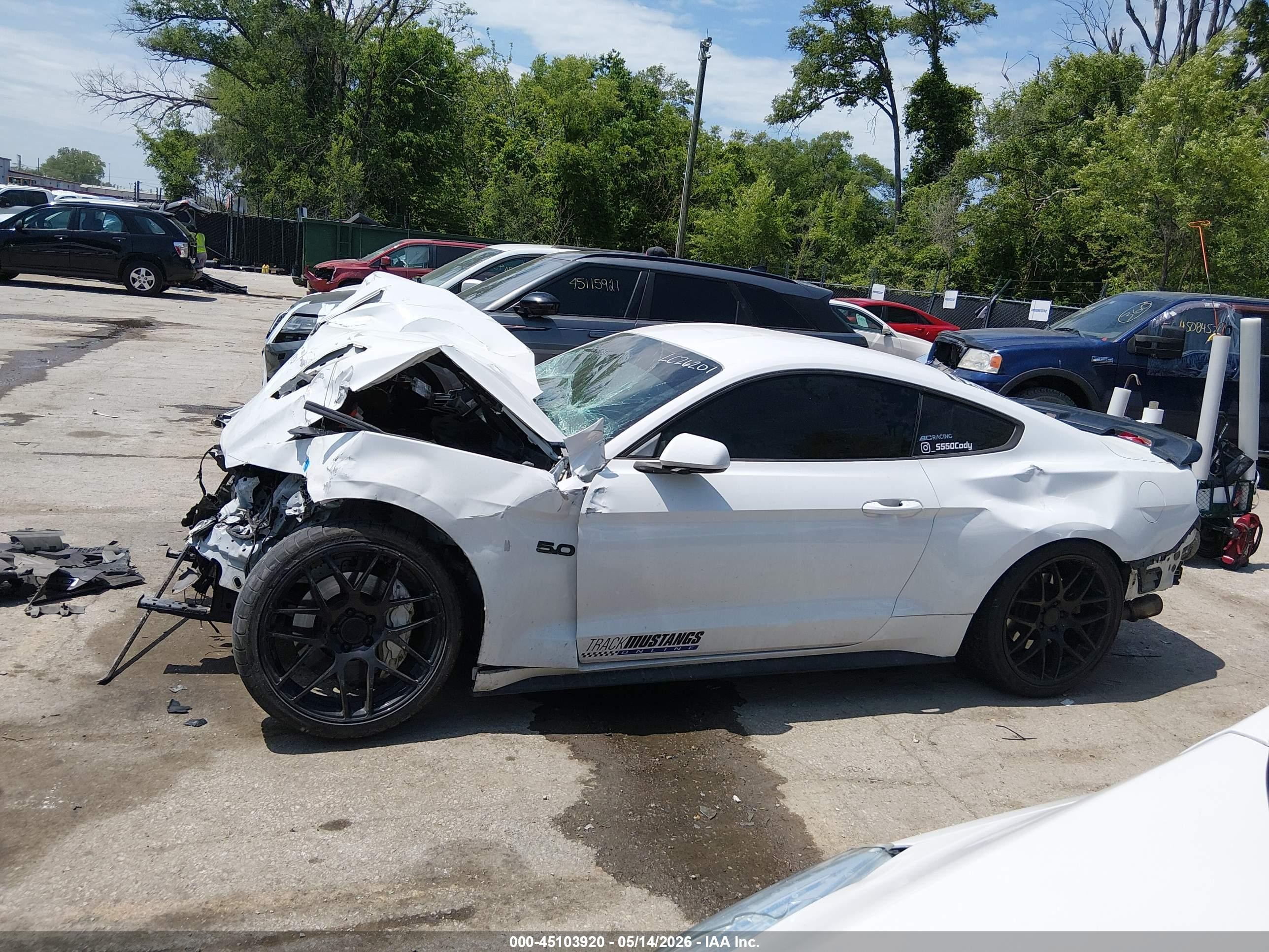 2015 Ford Mustang Gt White vin: 1FA6P8CF3F5399959