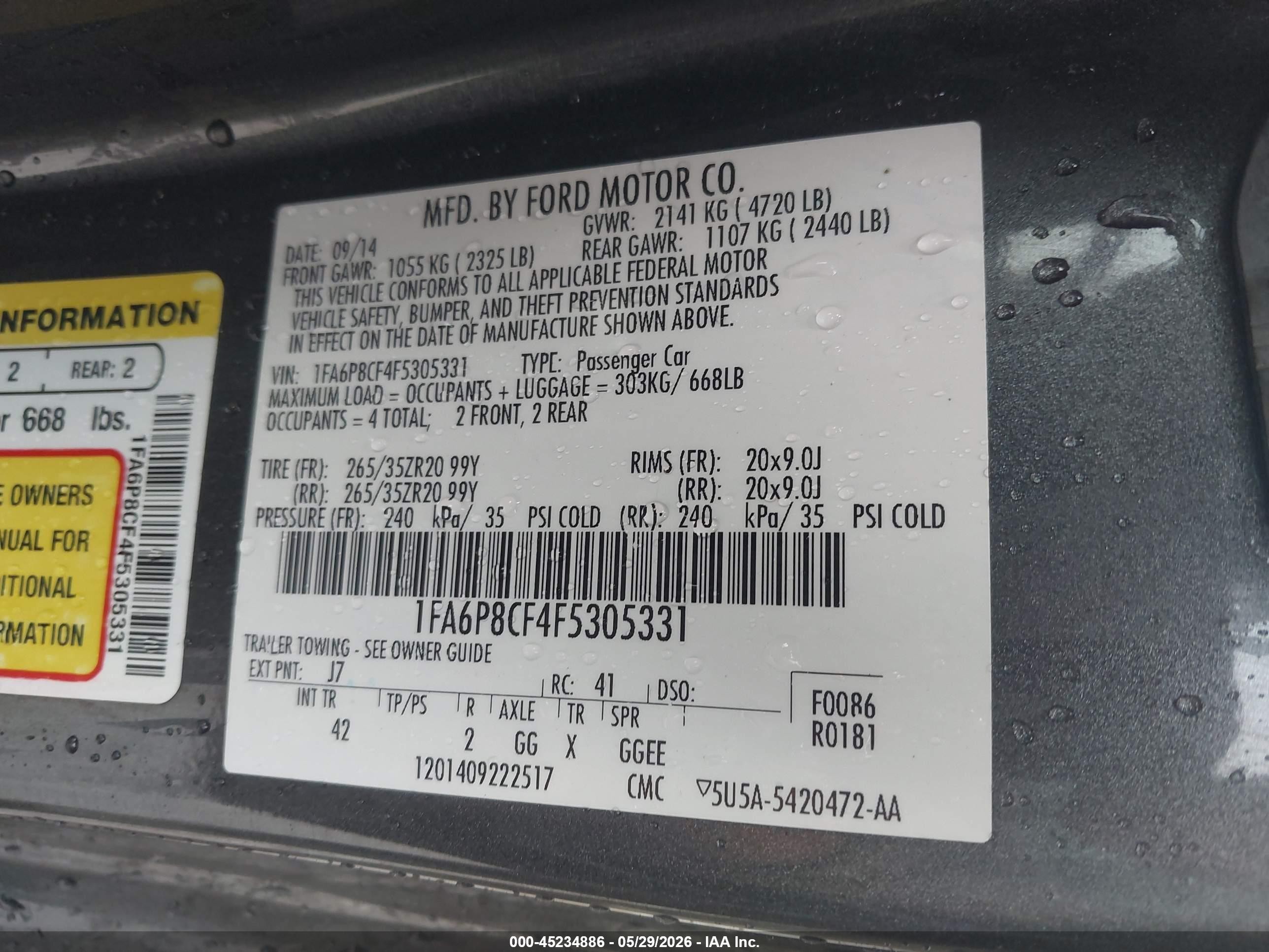 2015 Ford Mustang Gt Premium Gray vin: 1FA6P8CF4F5305331