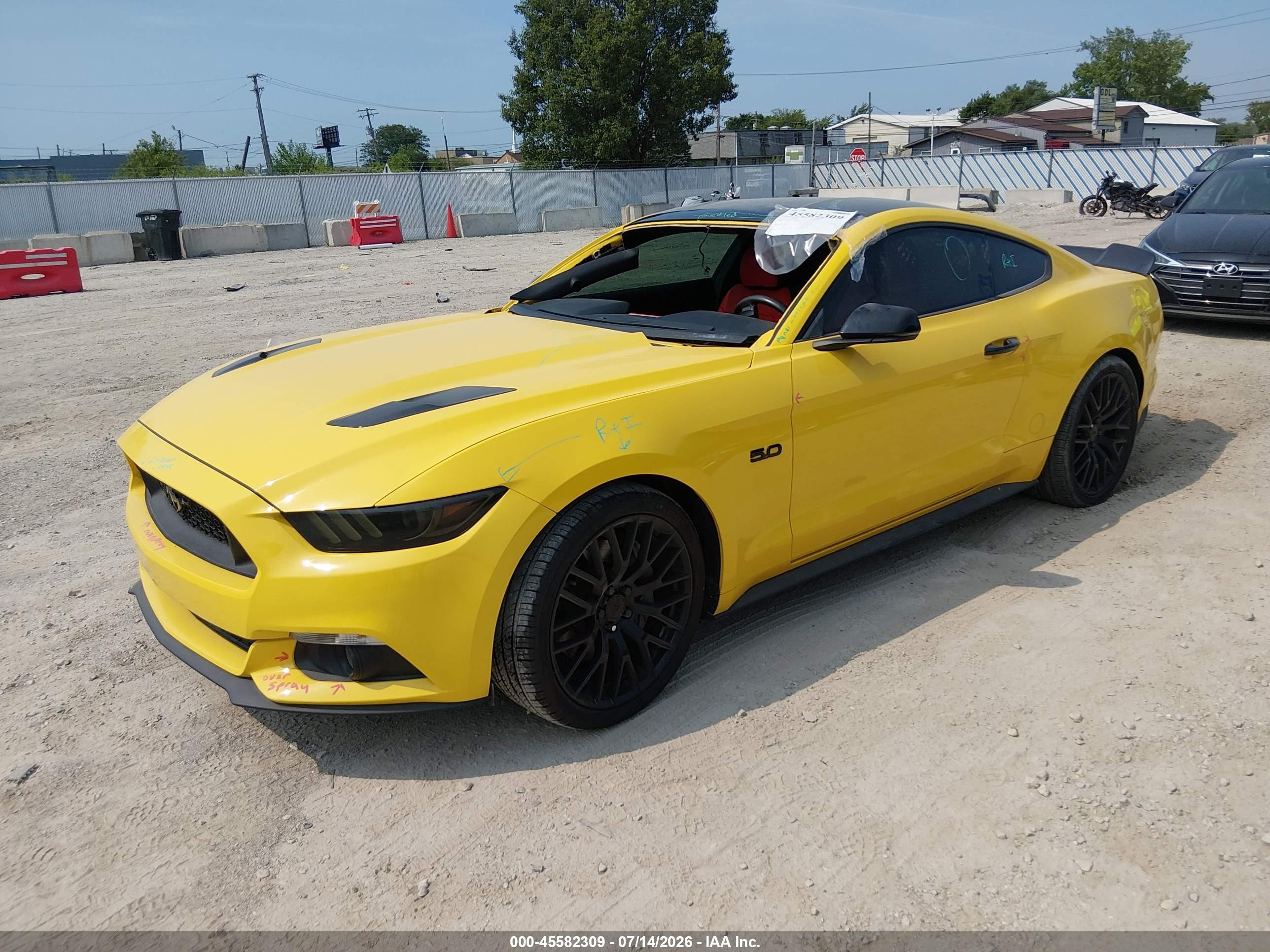 2015 Ford Mustang Gt Premium Yellow vin: 1FA6P8CF5F5310246
