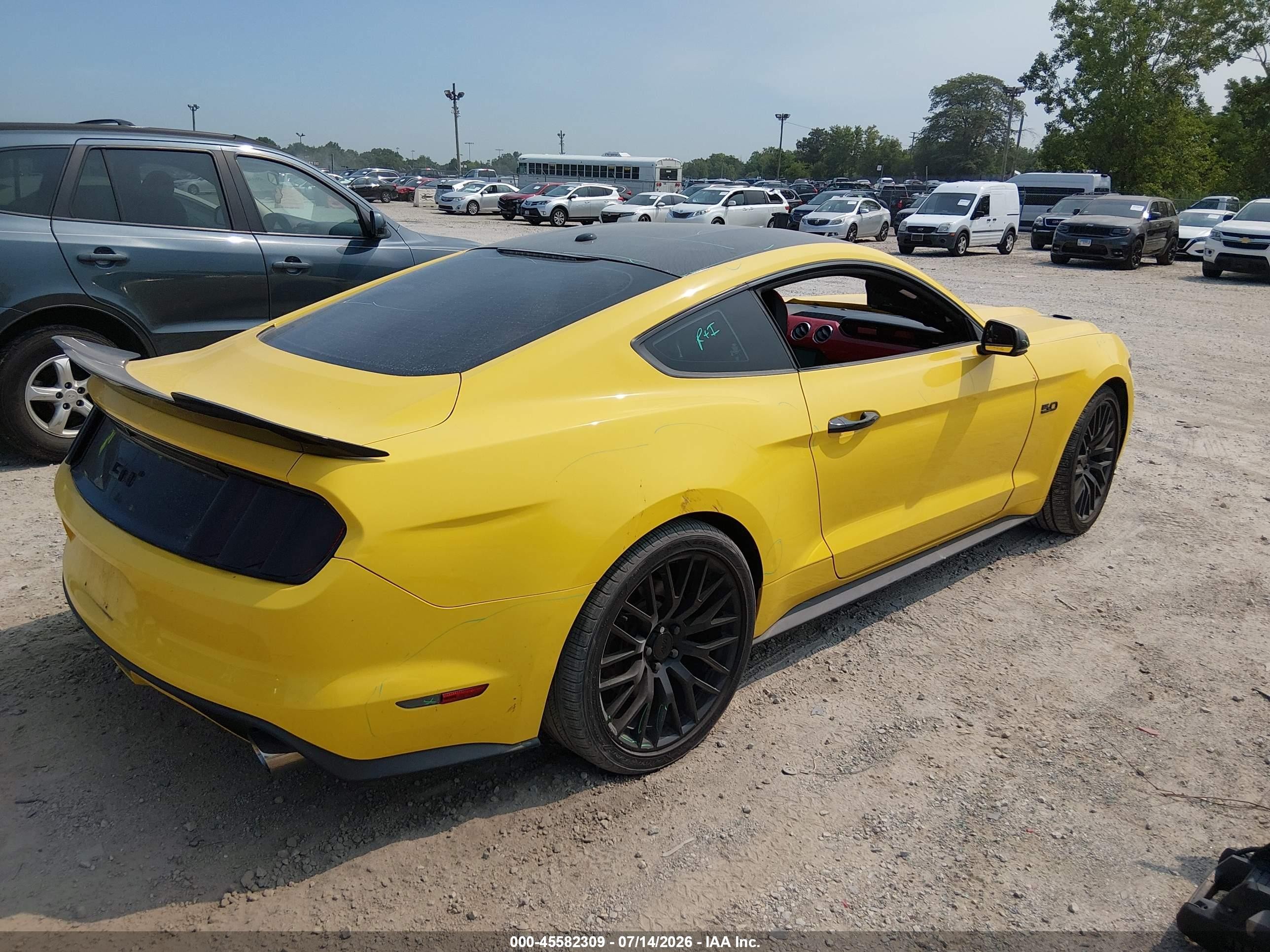 2015 Ford Mustang Gt Premium Yellow vin: 1FA6P8CF5F5310246