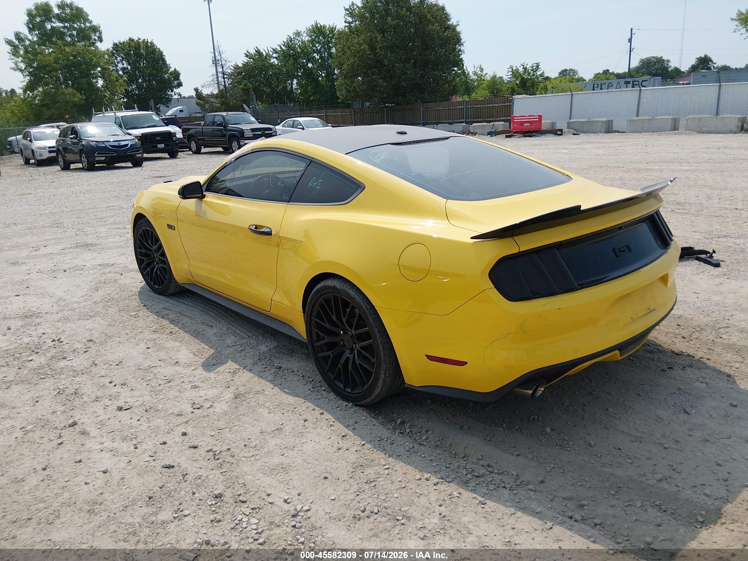 2015 Ford Mustang Gt Premium Yellow vin: 1FA6P8CF5F5310246